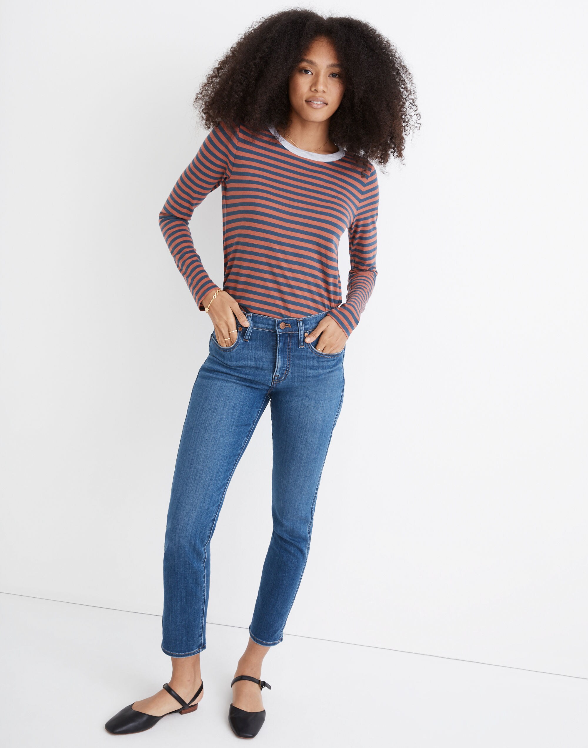 mid-rise stovepipe jeans in leman wash: tencel&trade; denim edition