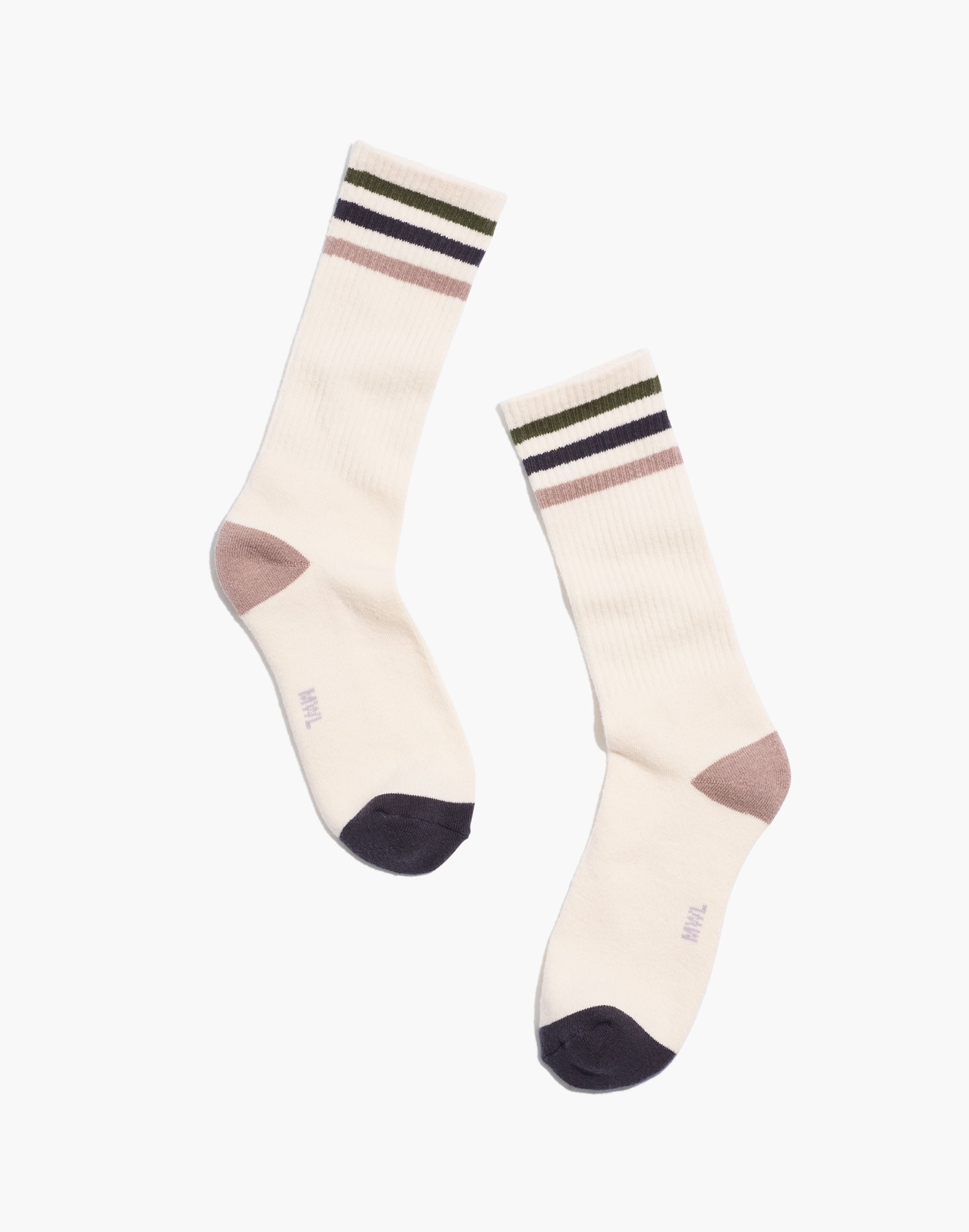 MWL Cloudlift Sneaker Crew Socks in Athletic Stripe
