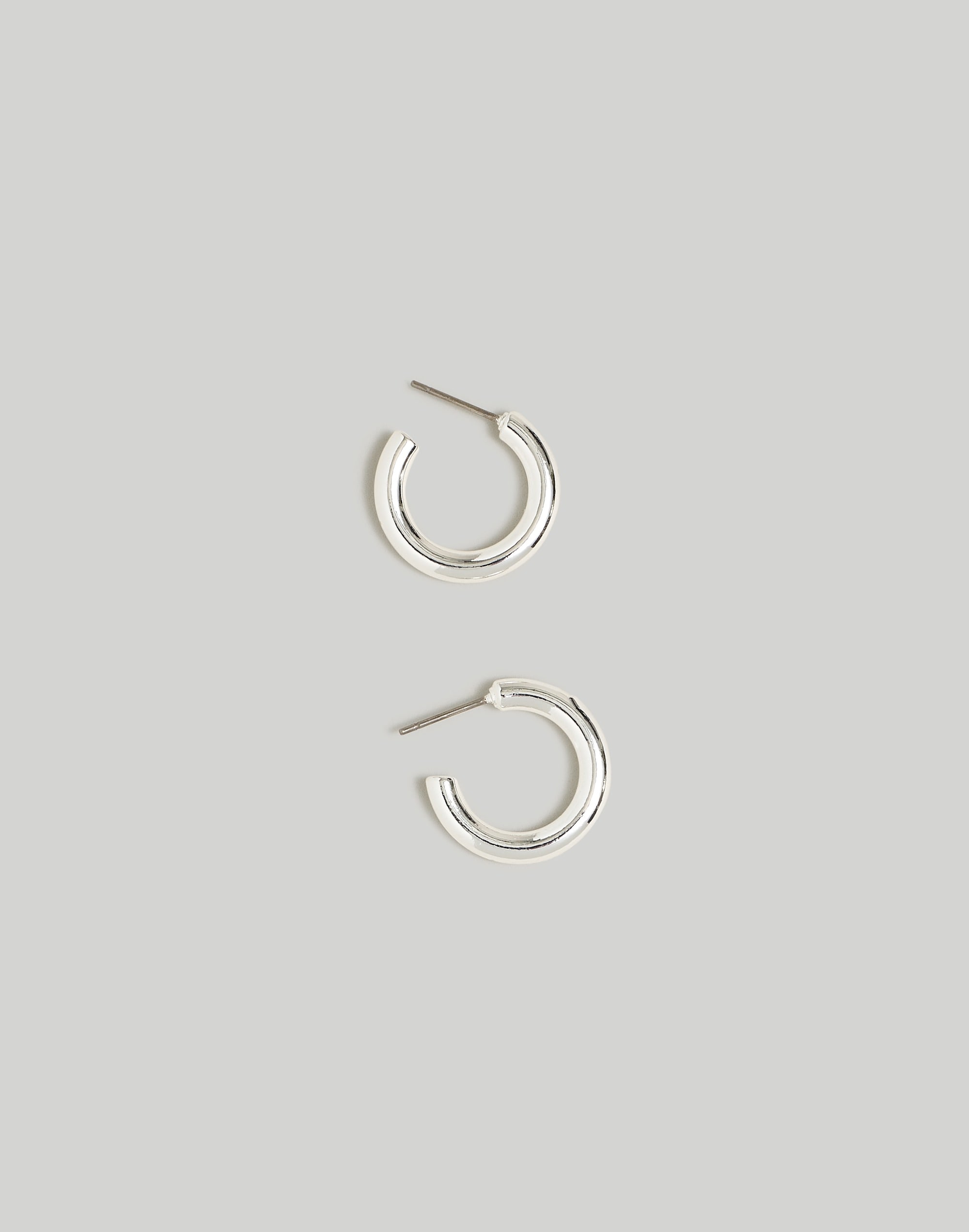 Mw Chunky Small Hoop Earrings In Polished Silver