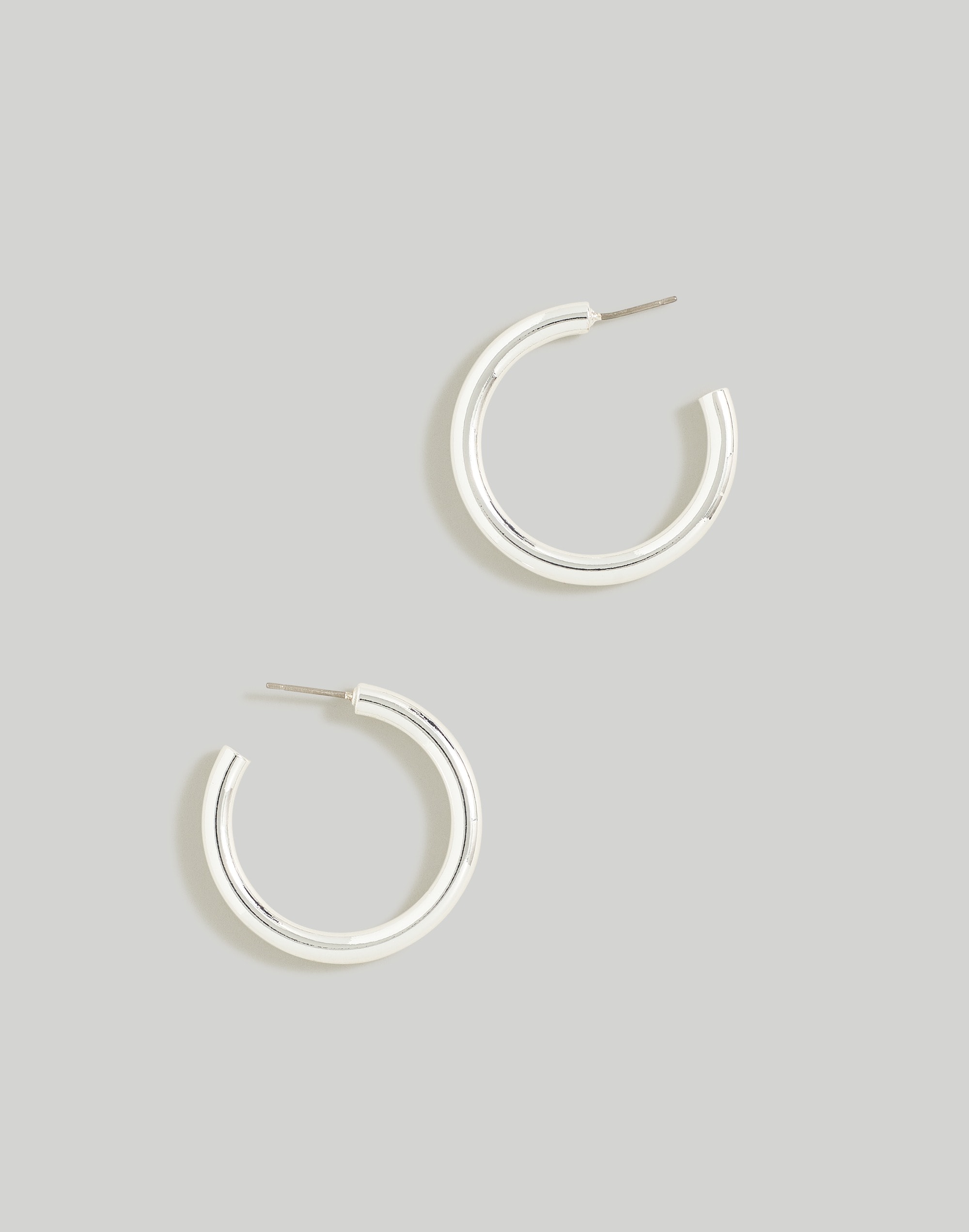 Mw Chunky Medium Hoop Earrings In Polished Silver