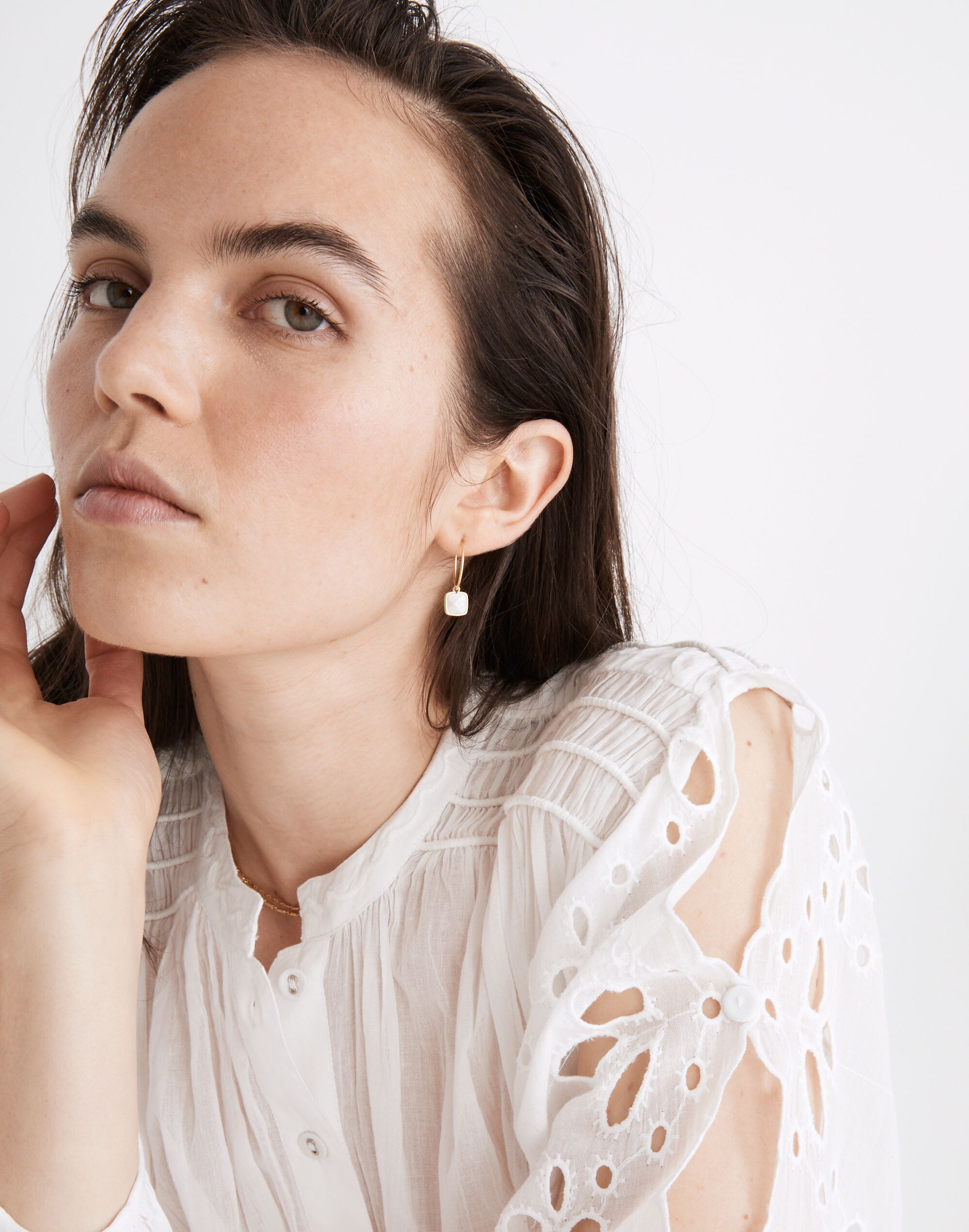 Stone Collection Small Wire Hoop Earrings