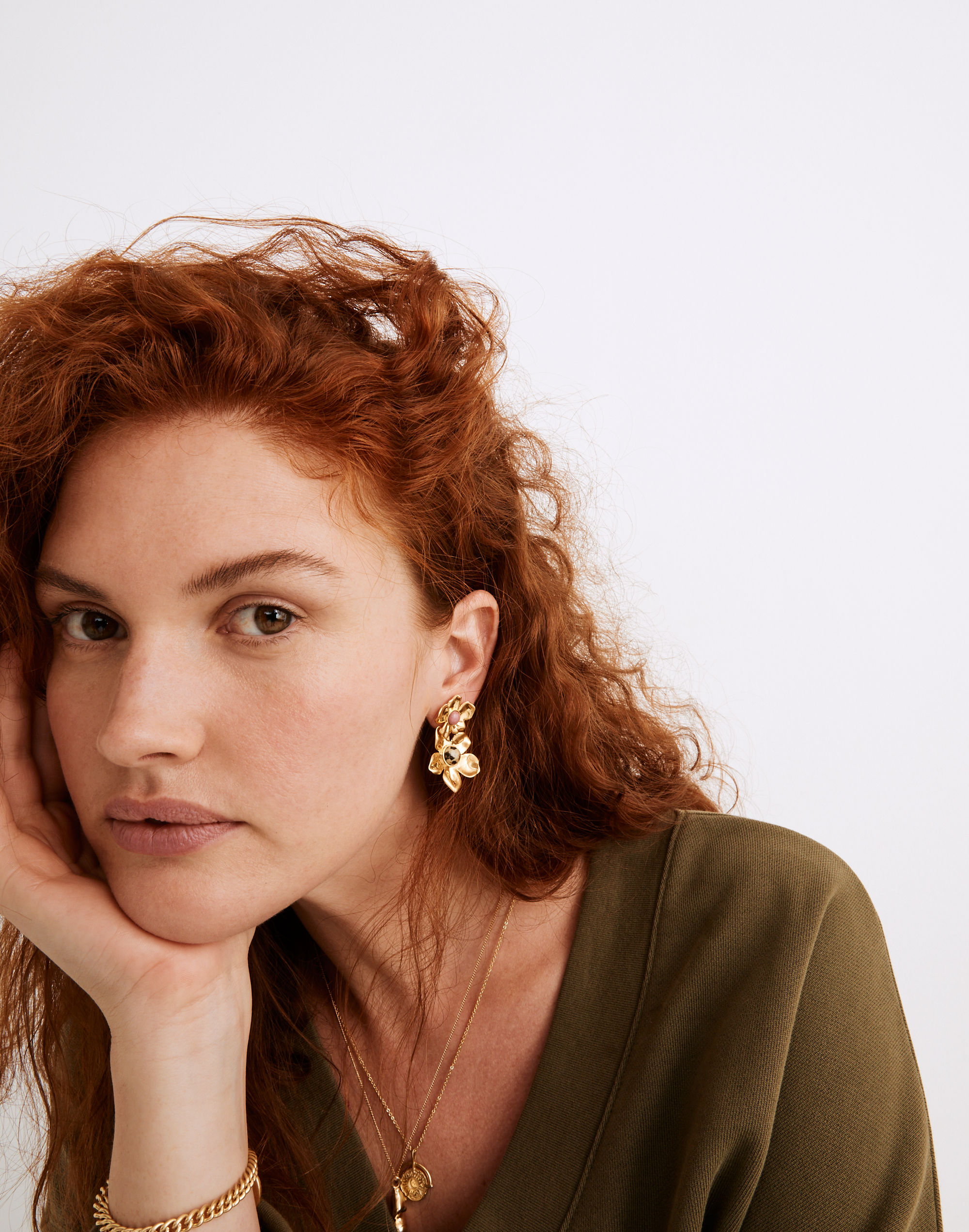 Jasper Flower Statement Earrings