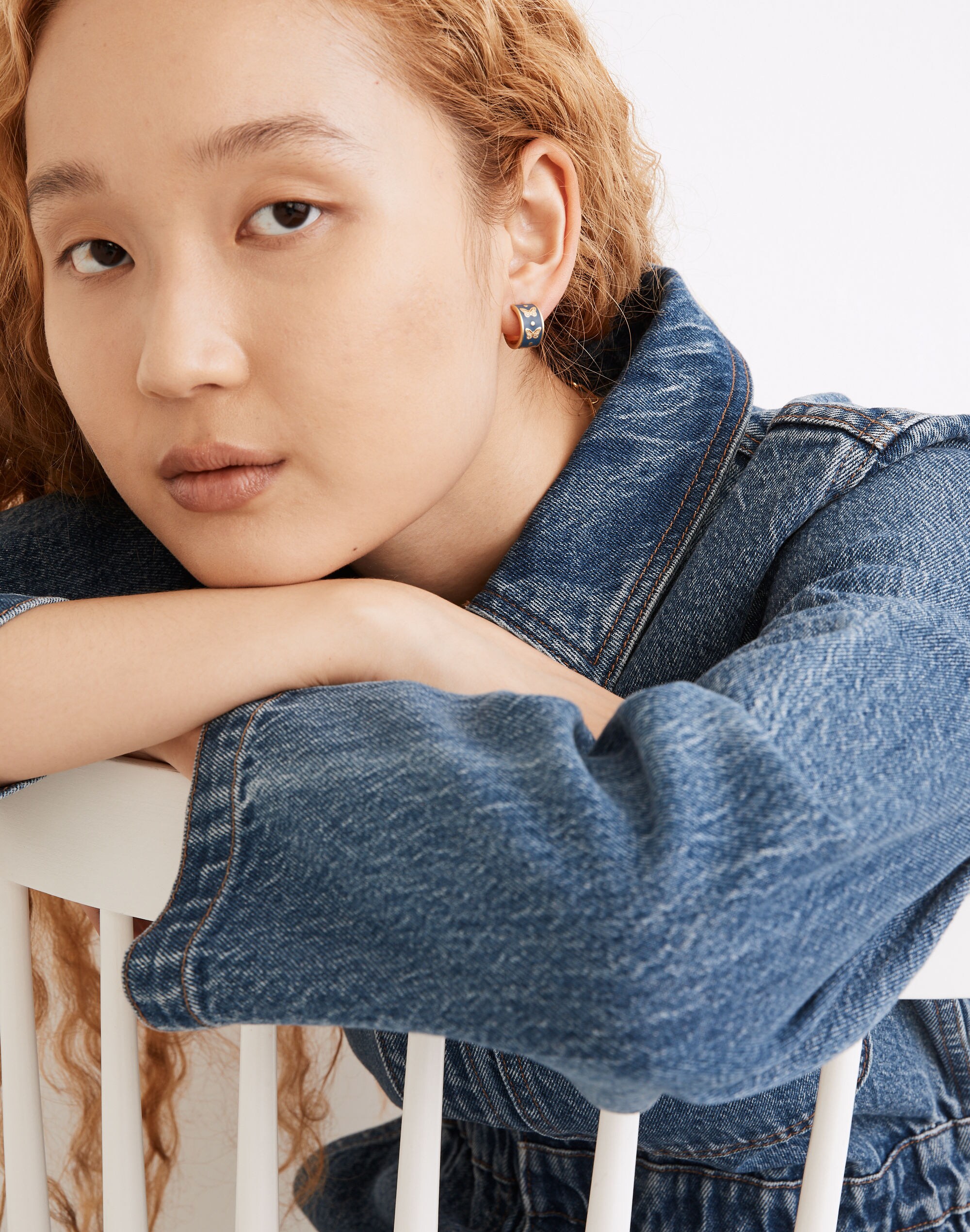 Butterfly Enamel Huggie Hoop Earrings