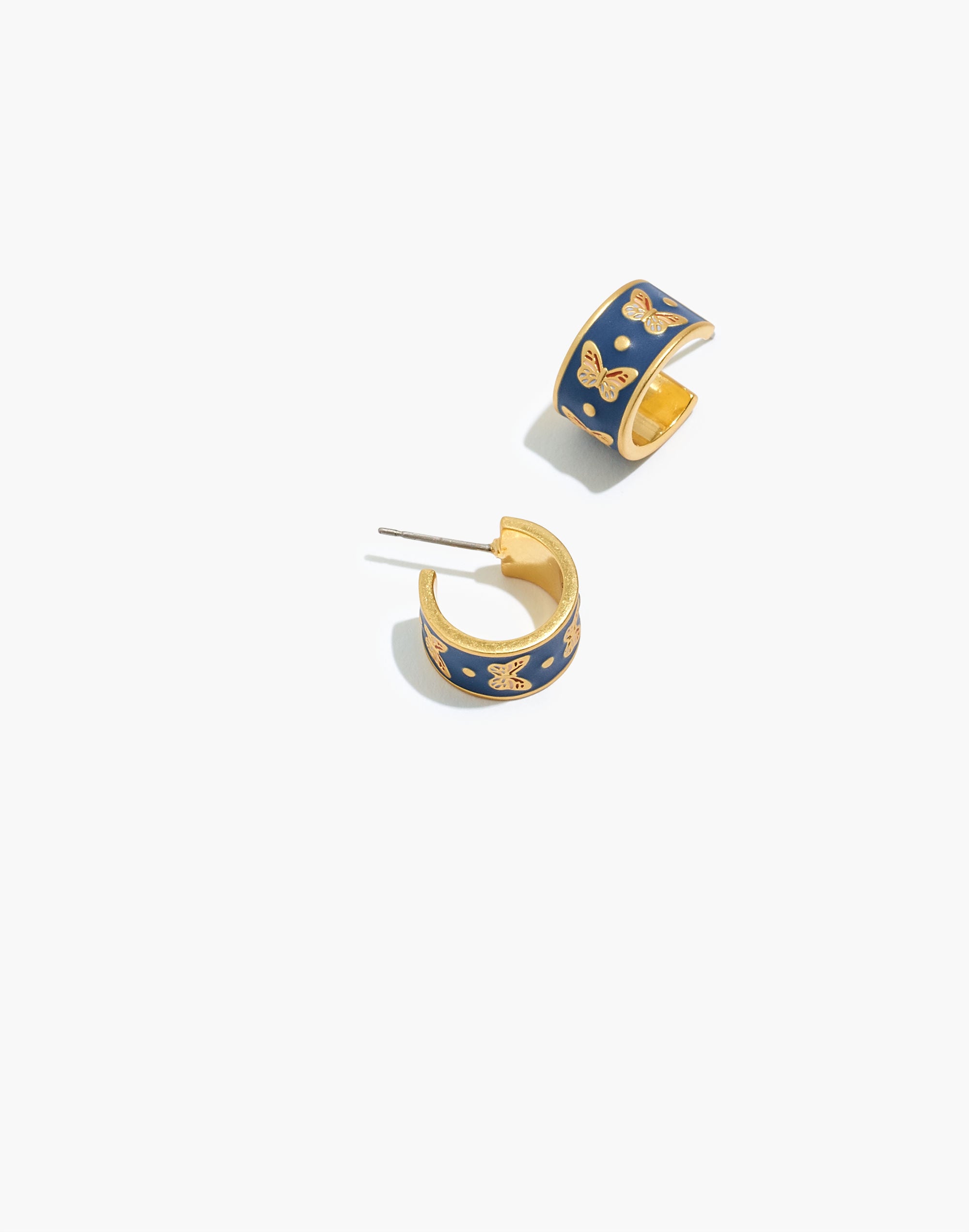 Butterfly Enamel Huggie Hoop Earrings