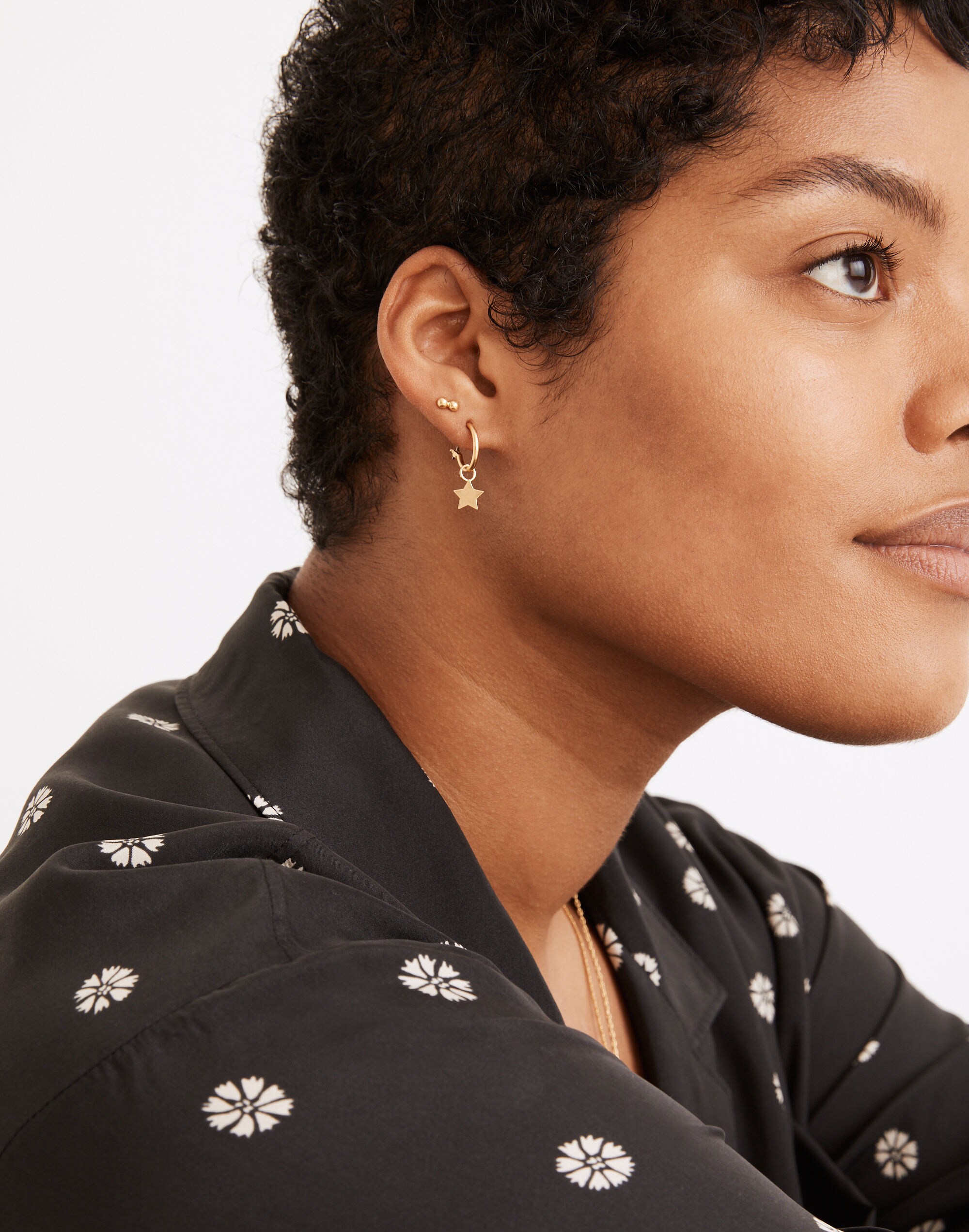 Star and Moon Huggie Hoop Earrings