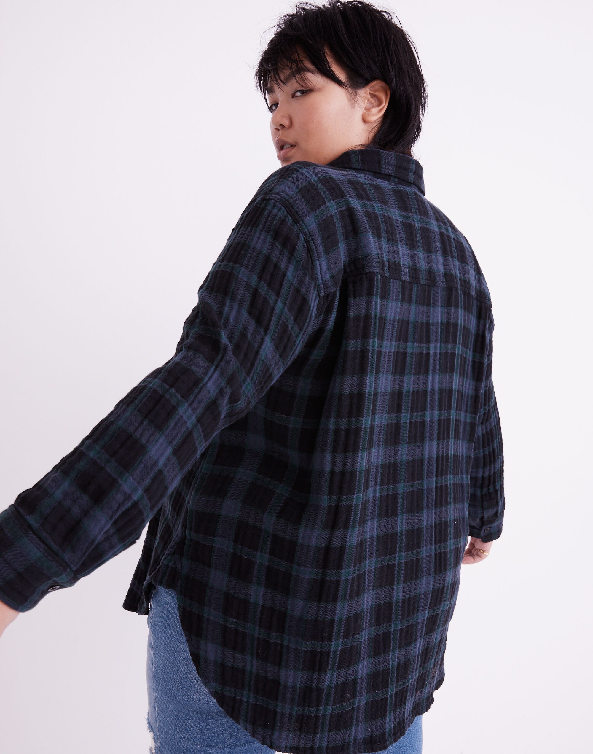 Plus Lightspun Oversized Ex-Boyfriend Swing Shirt in Heisley Plaid