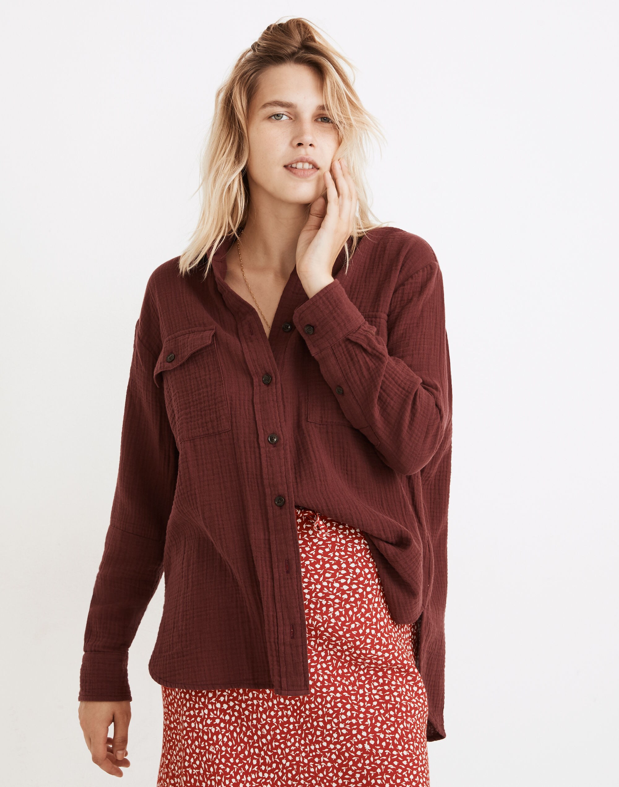Lightspun Flap-Pocket Oversized Ex-Boyfriend Shirt