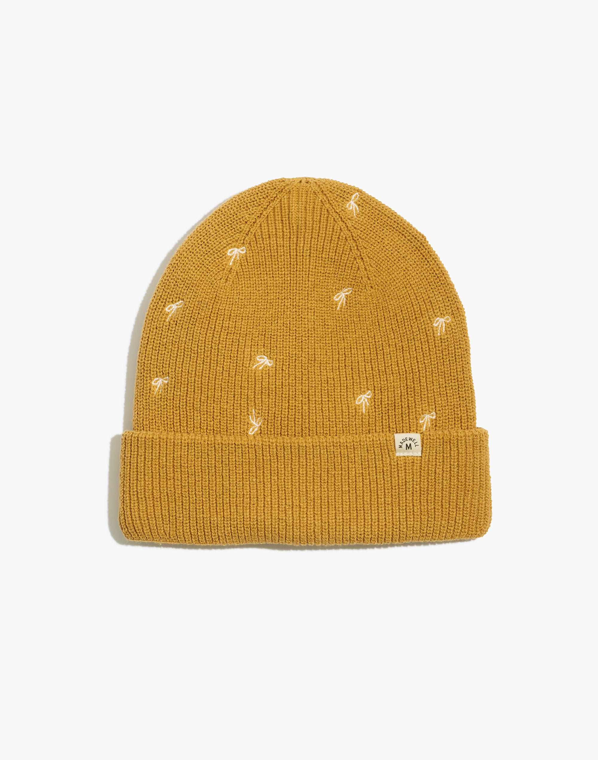bow embroidered (re)sourced cotton cuffed beanie