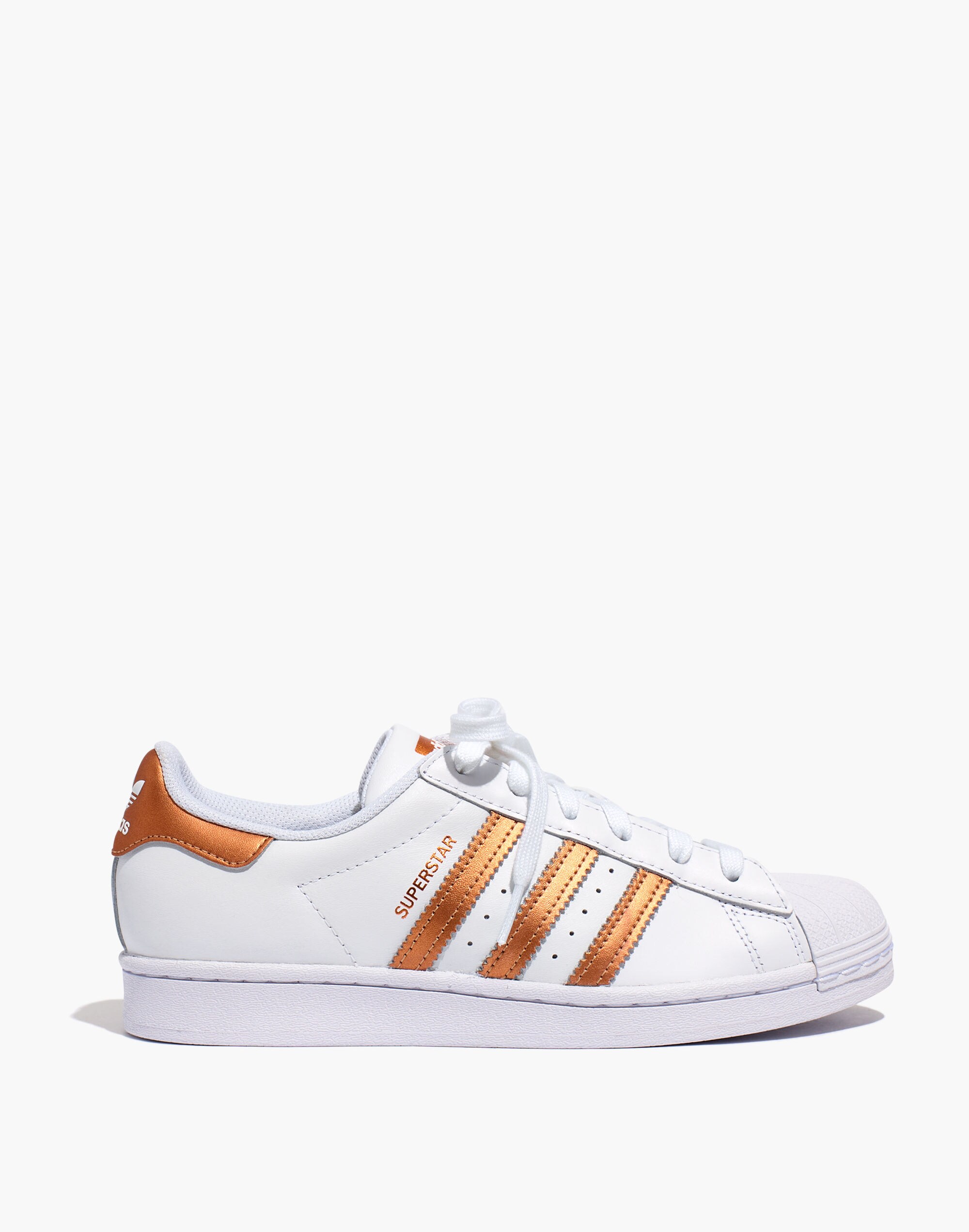 Adidas&reg; Leather Superstar&trade; Sneakers in White and Copper