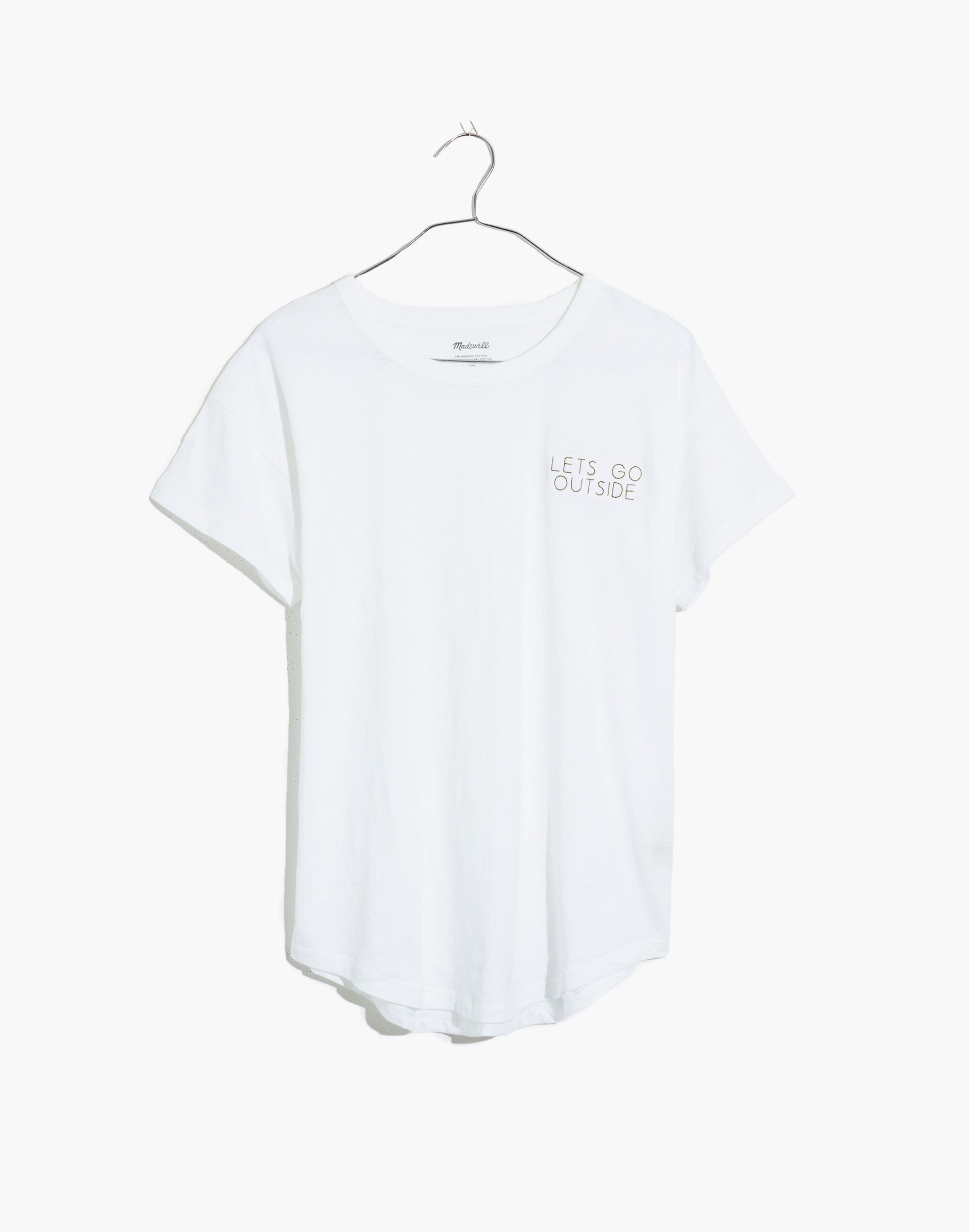 Let's Go Outside Embroidered Whisper Cotton Rib-Crewneck Tee