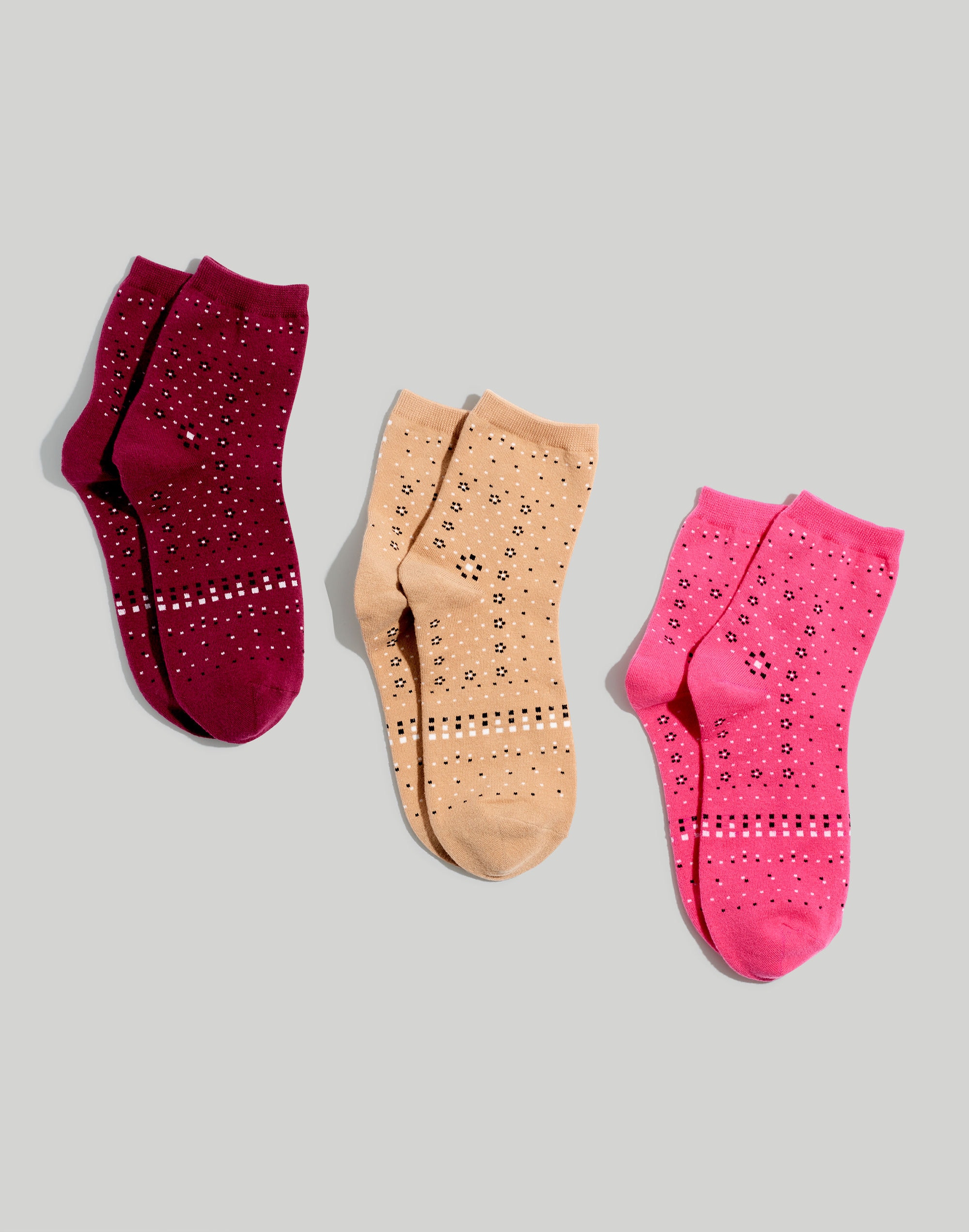 Three-Pack Bandana Ankle Socks