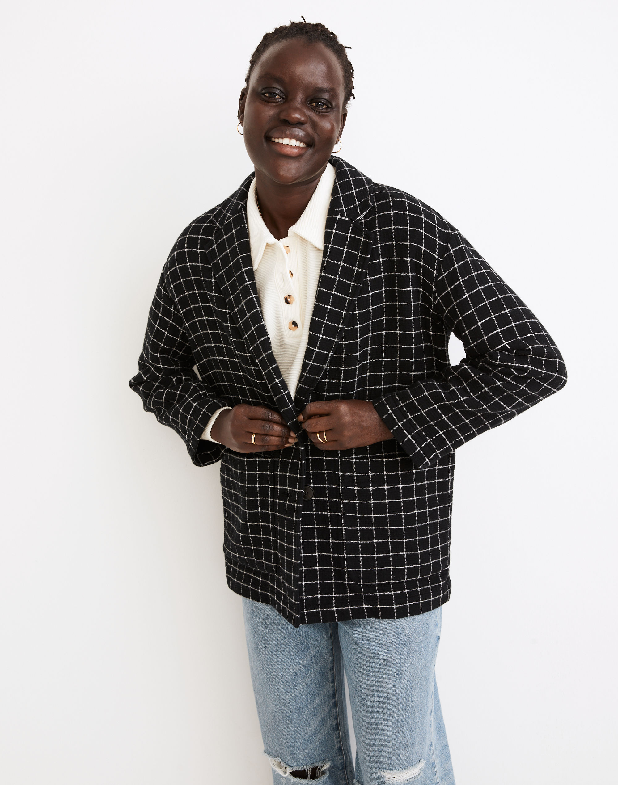 Waffleback Shaw Blazer in Windowpane