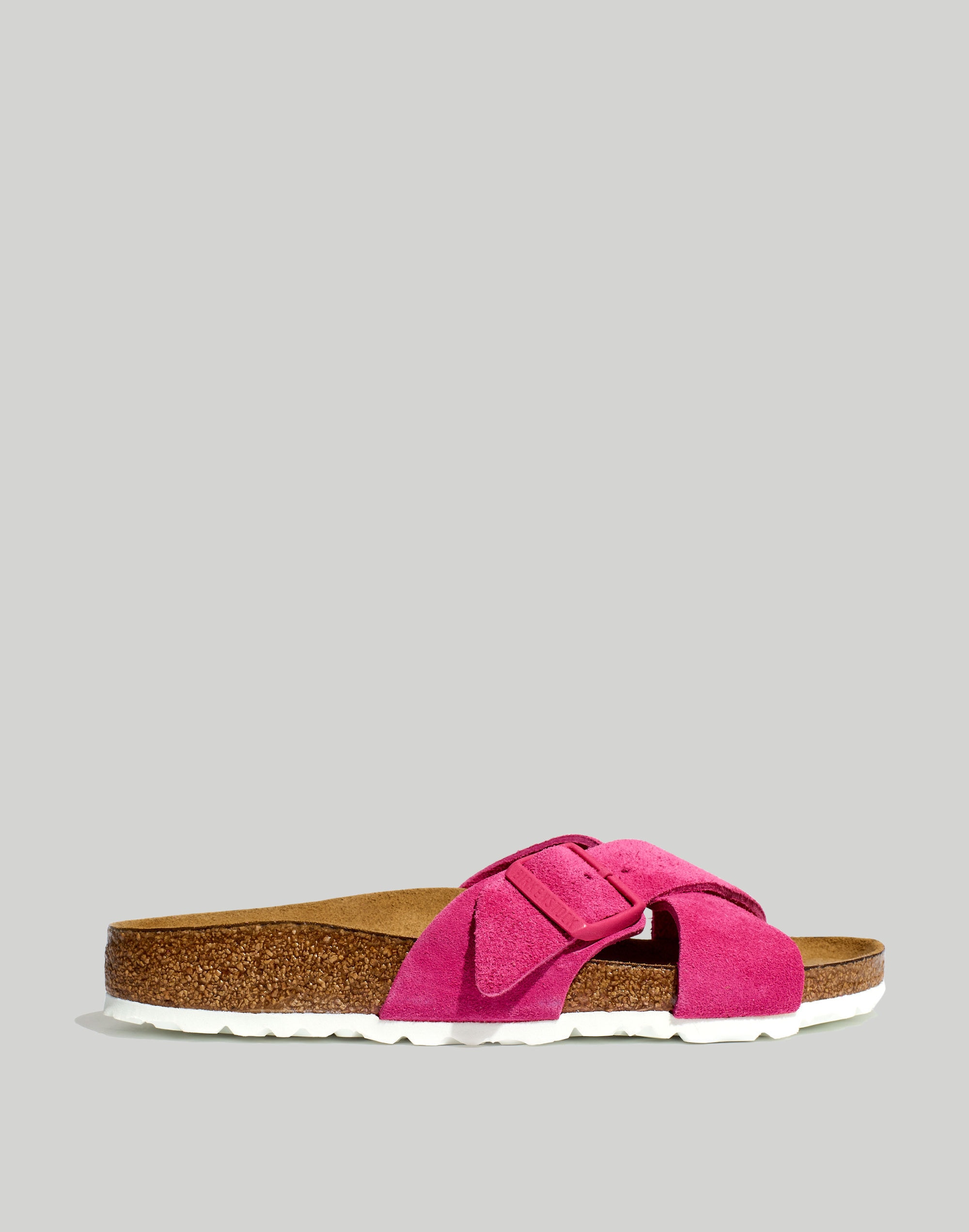 Birkenstock&reg; Suede Siena Soft Footbed Sandals in Fuchsia Tulip