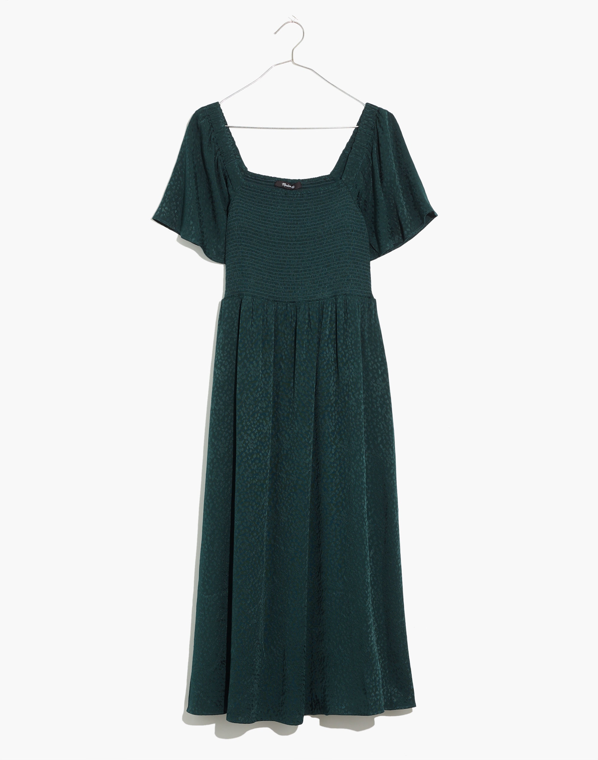 Lucie Smocked Midi Dress in Cheetah Jacquard