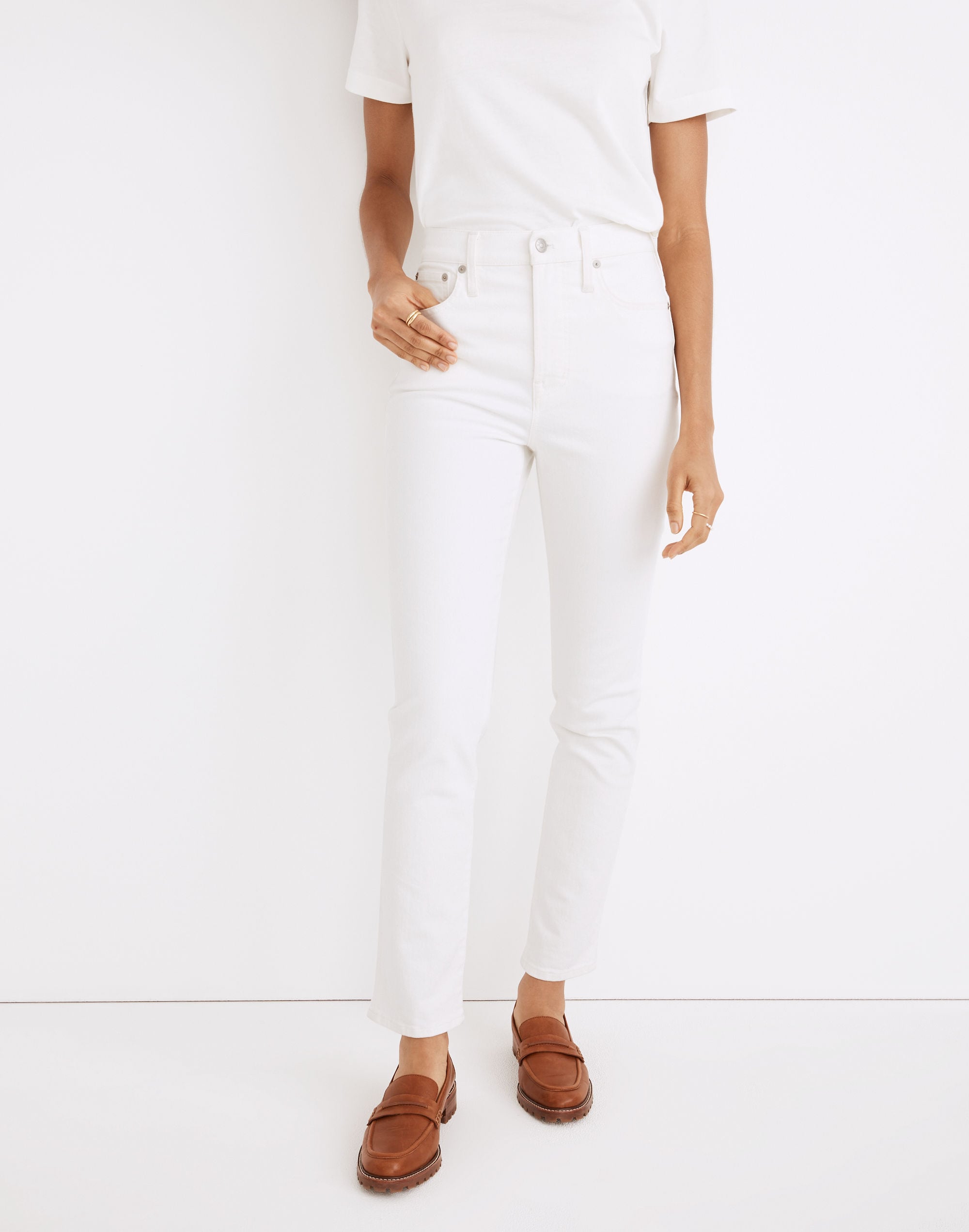 The Petite High-Rise Perfect Vintage Jean in Tile White