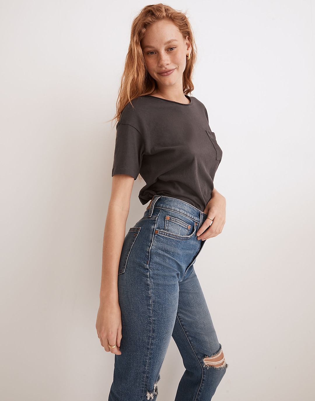 The Perfect Vintage Crop Jean in Gooding Wash: Knee-Rip Edition