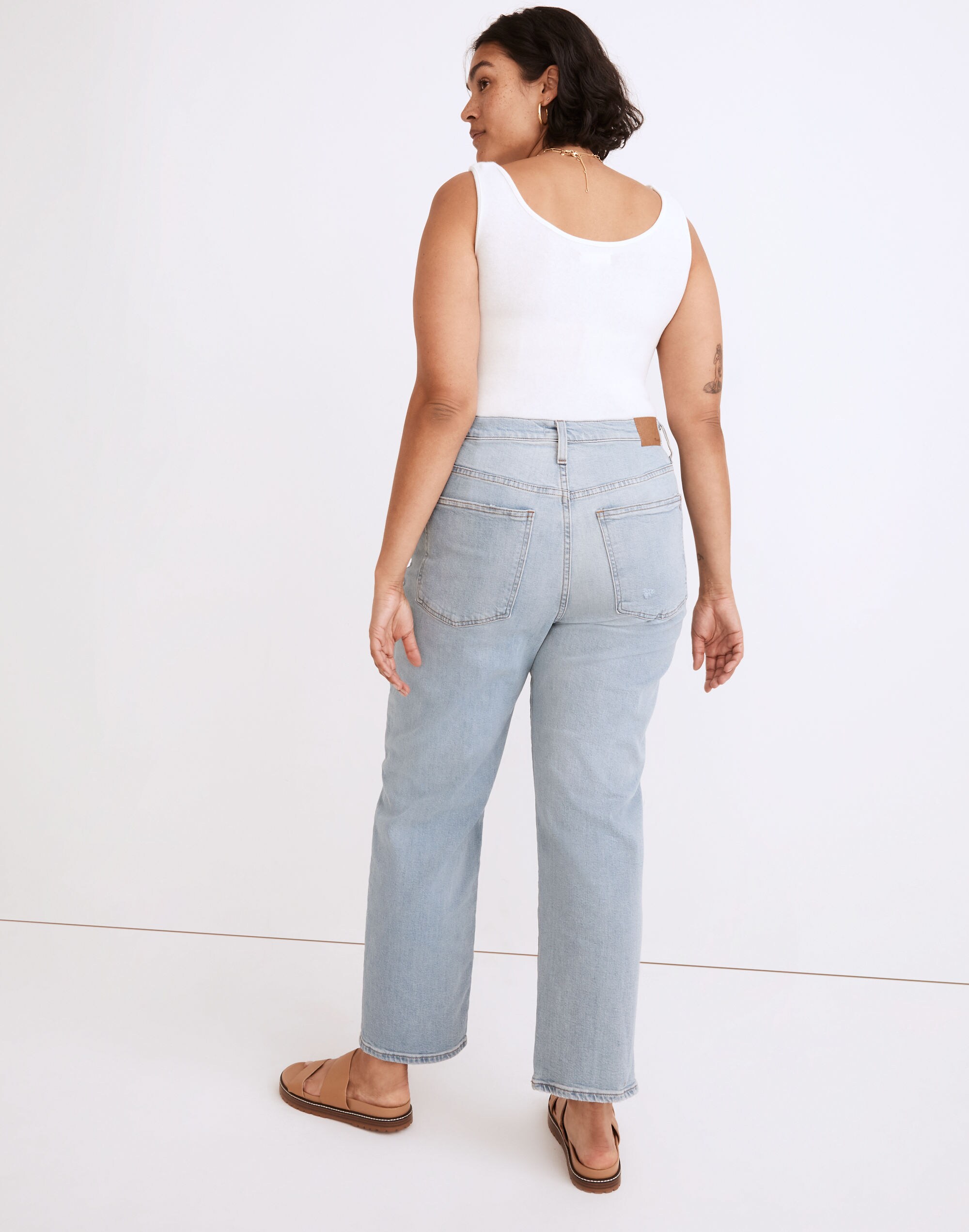 The Petite Perfect Vintage Straight Jean in Danby Wash: Knee-Rip Edition