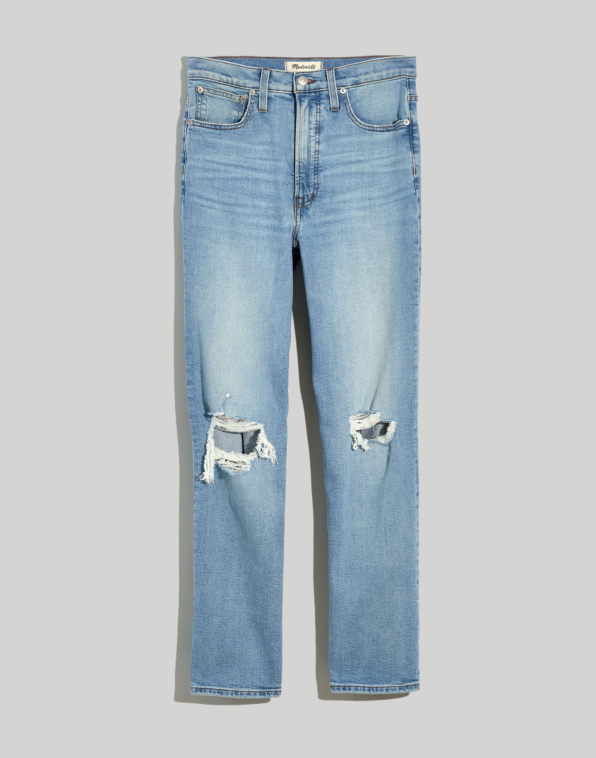 The Petite Perfect Vintage Straight Jean in Danby Wash: Knee-Rip Edition