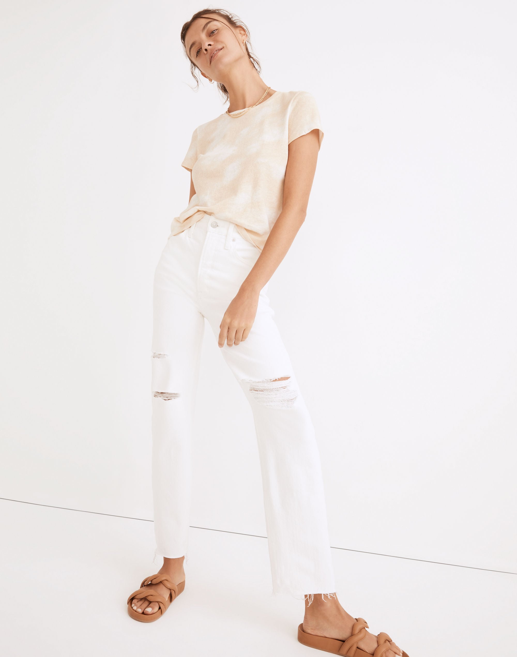 The Perfect Vintage Straight Jean Tile White: Ripped-Knee Edition
