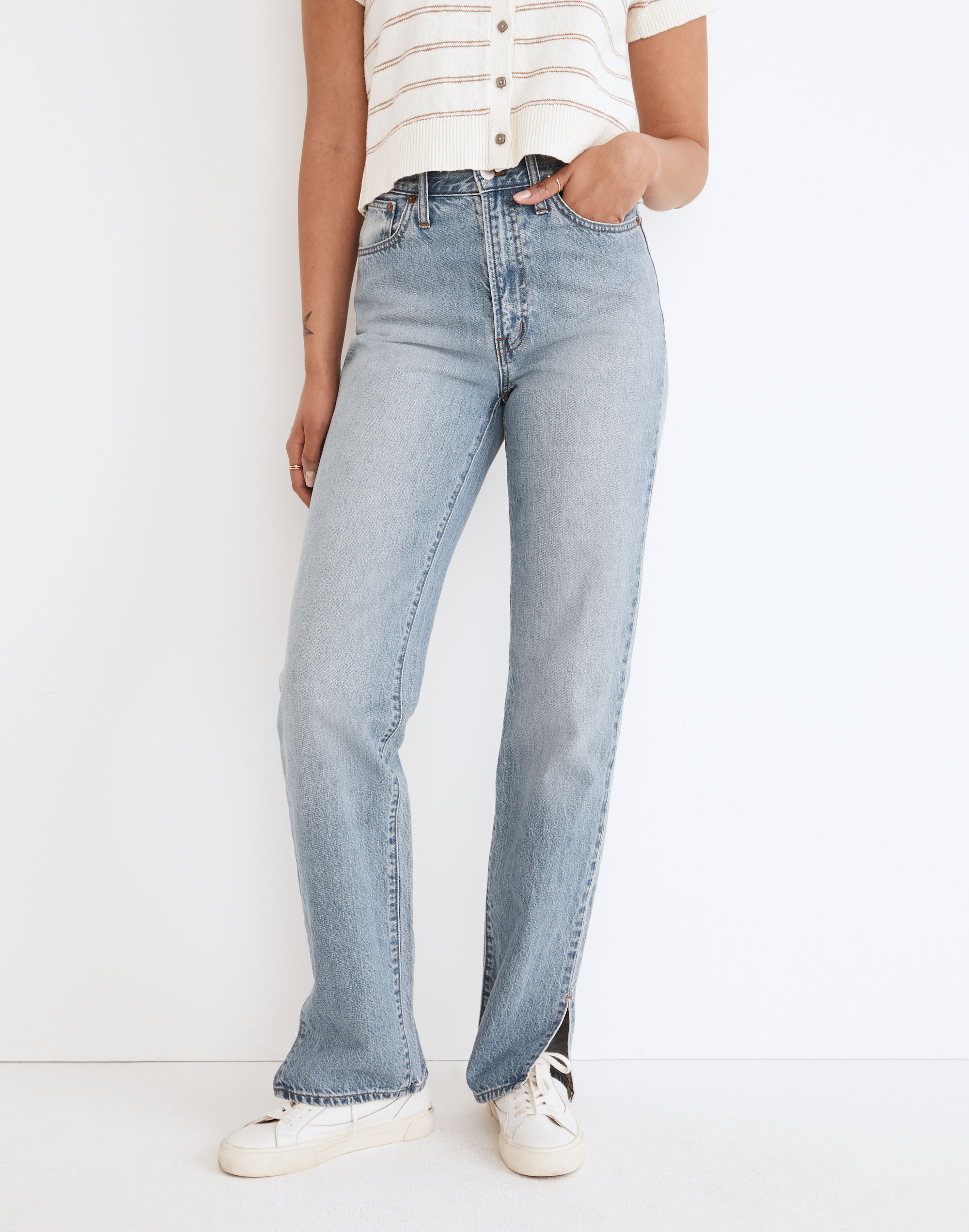 The Perfect Vintage Straight Jean in Applefield Wash: Side-Slit Edition