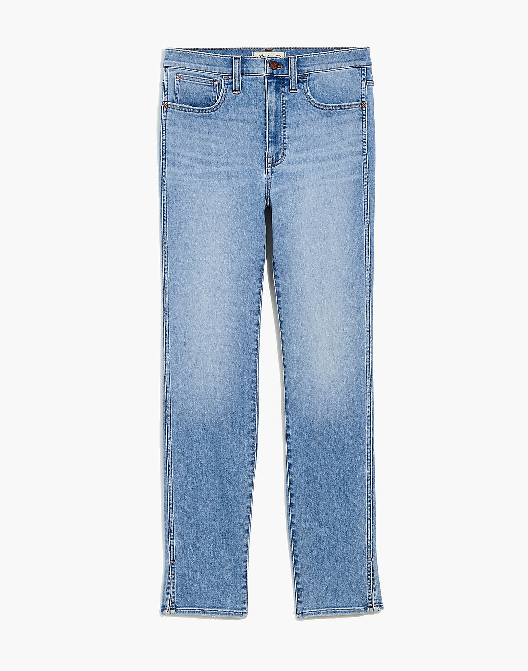 Edition Slit-Hem Slim Stillwood Wash: High-Rise Straight Jeans in