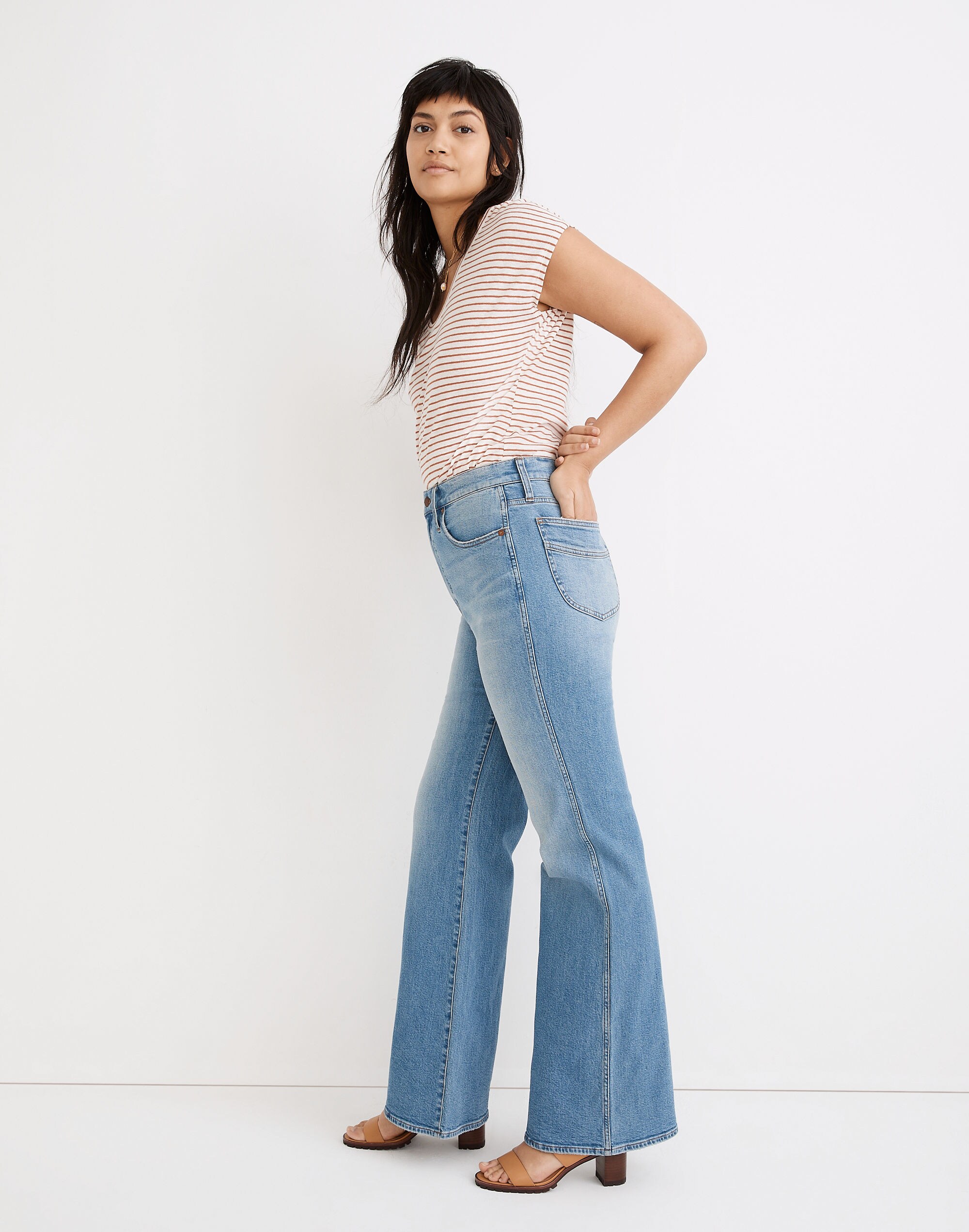 Petite High-Rise Flare Jeans in Caine Wash