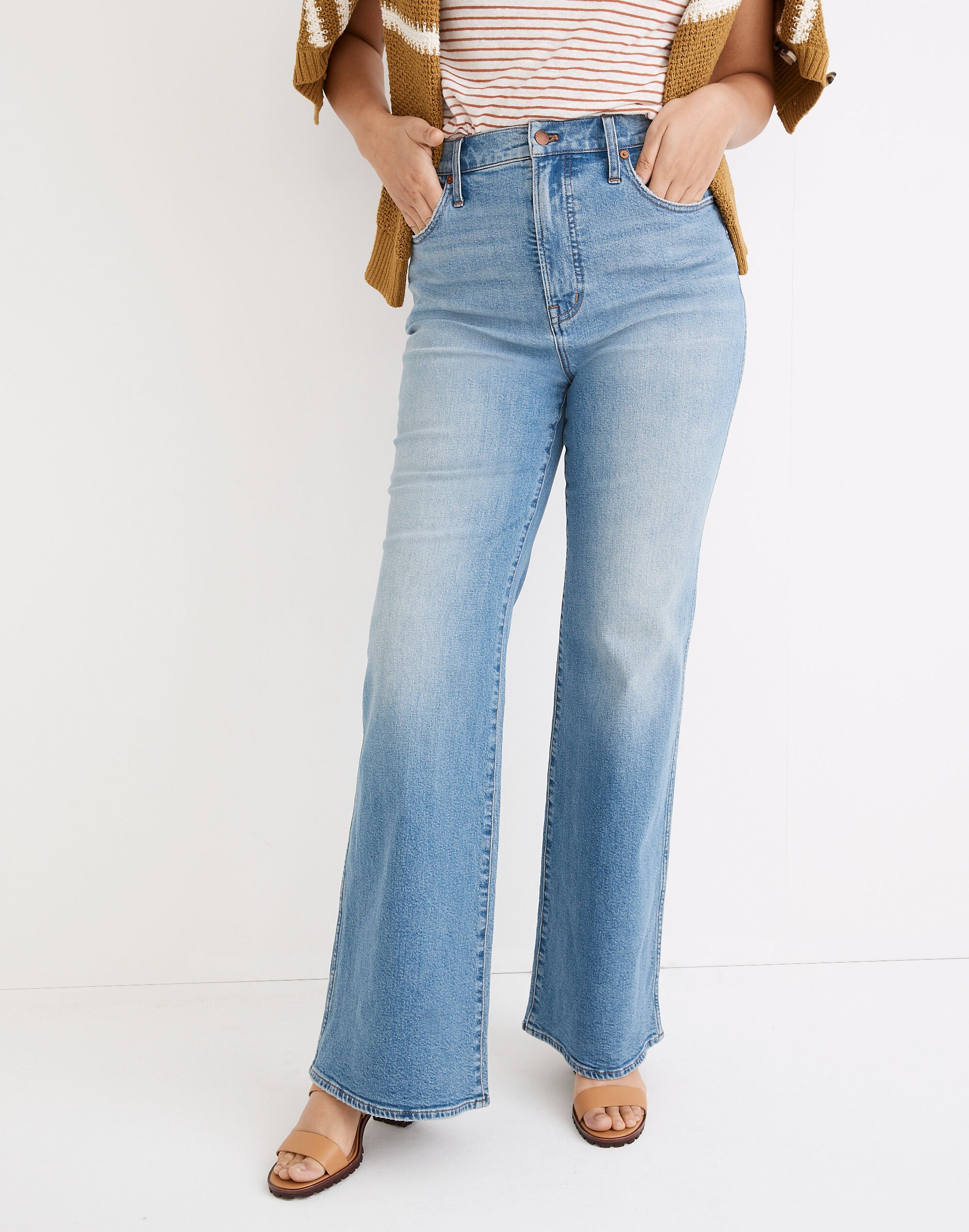 Petite High-Rise Flare Jeans in Caine Wash