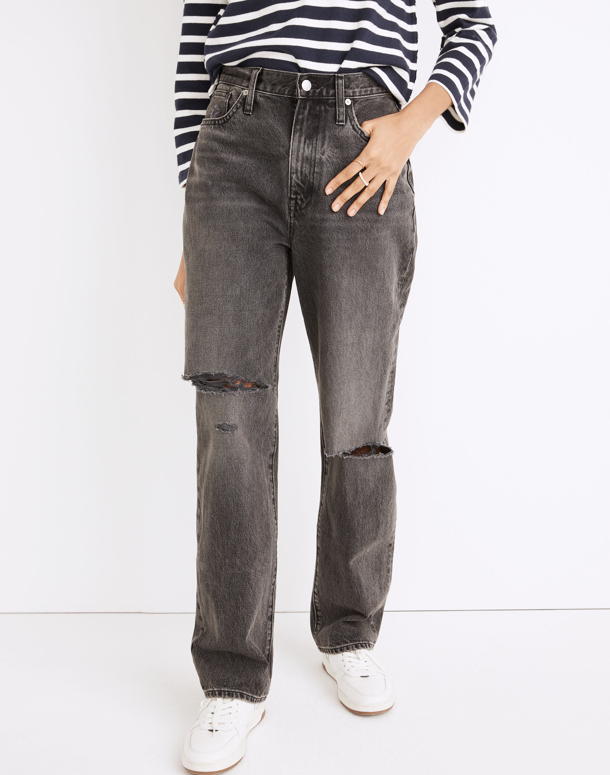Baggy Straight Jeans in Cavell Wash: Ripped Edition