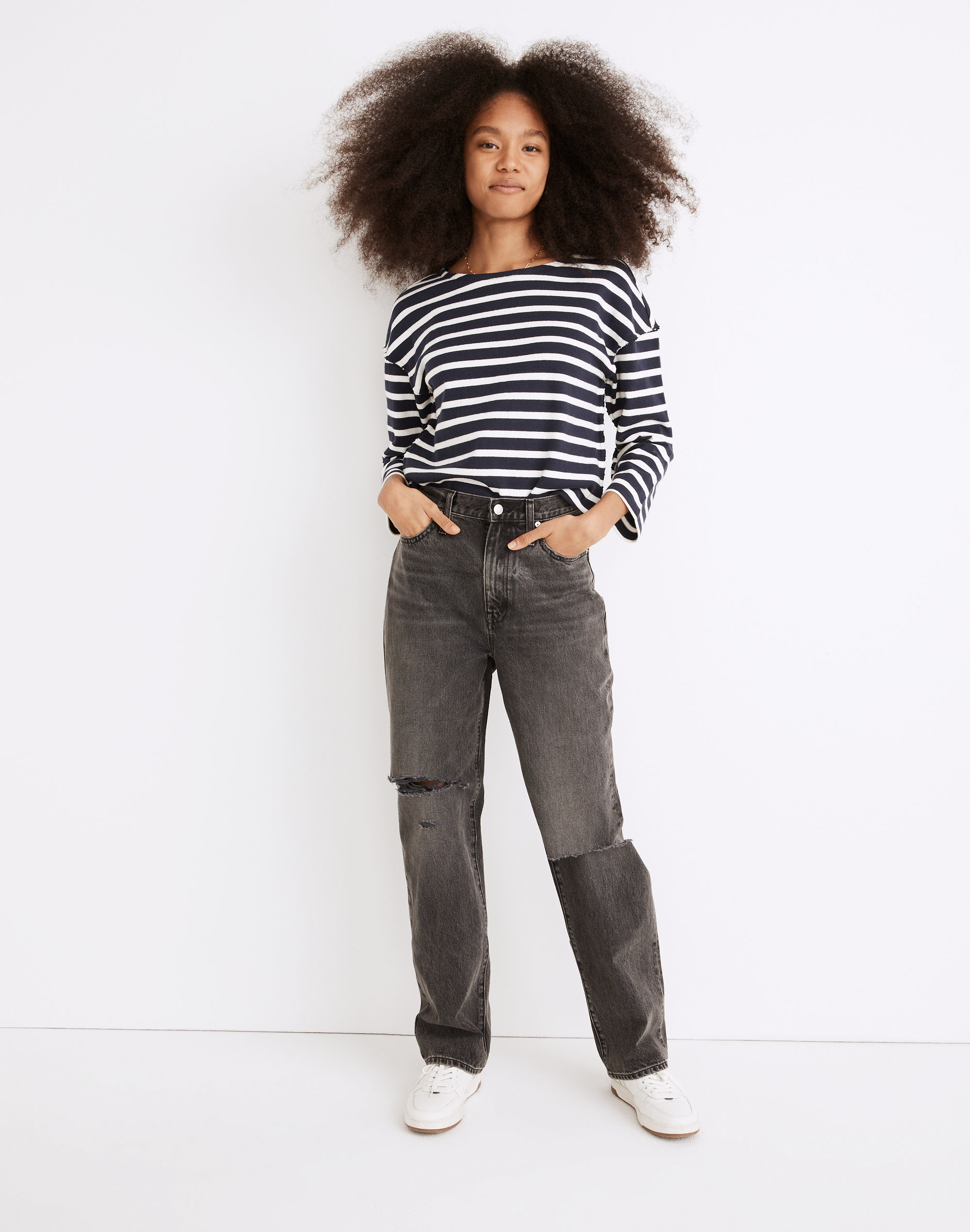 Baggy Straight Jeans in Cavell Wash: Ripped Edition