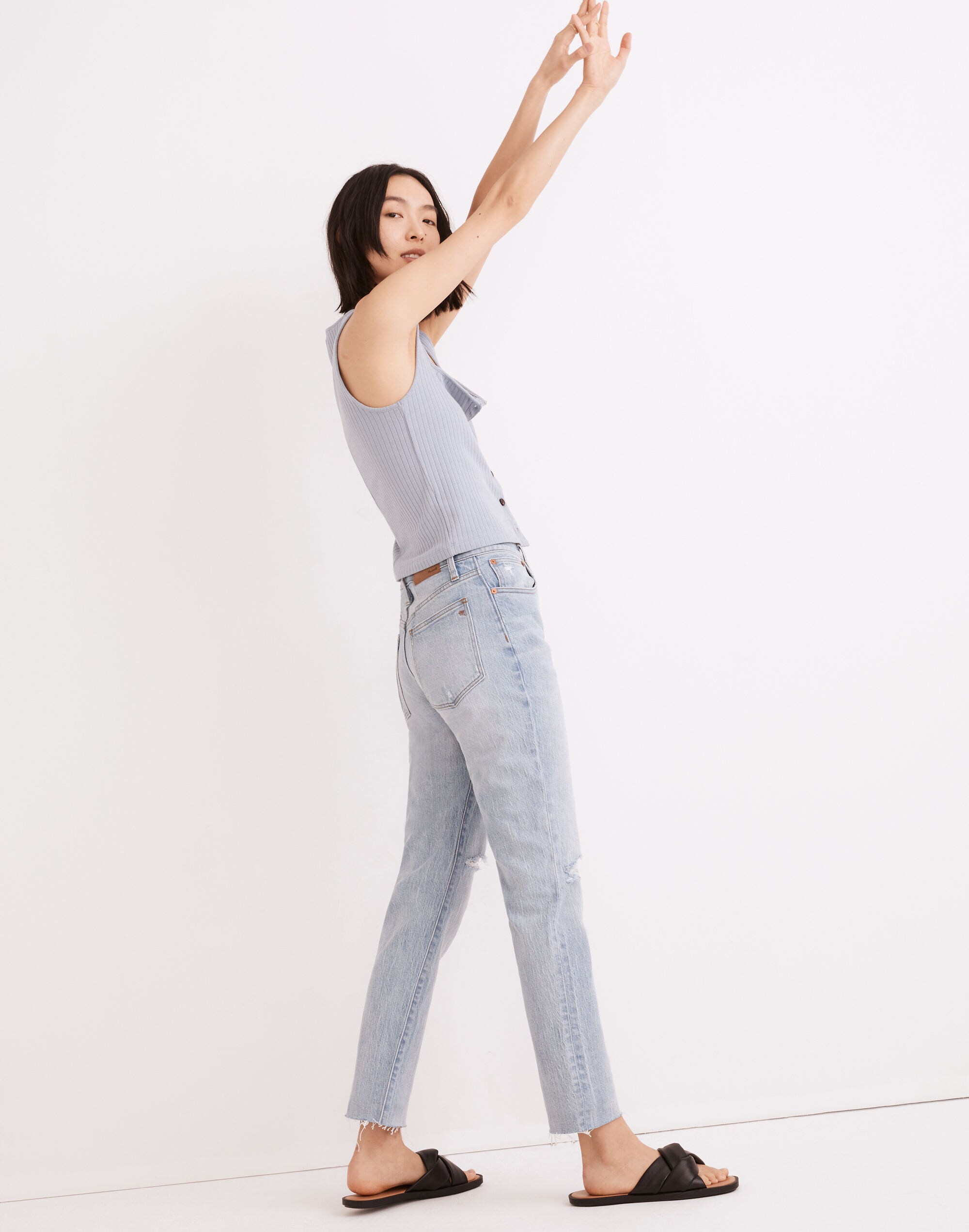 The Tall High-Rise Slim Boyjean in Prentice Wash: Ripped Edition