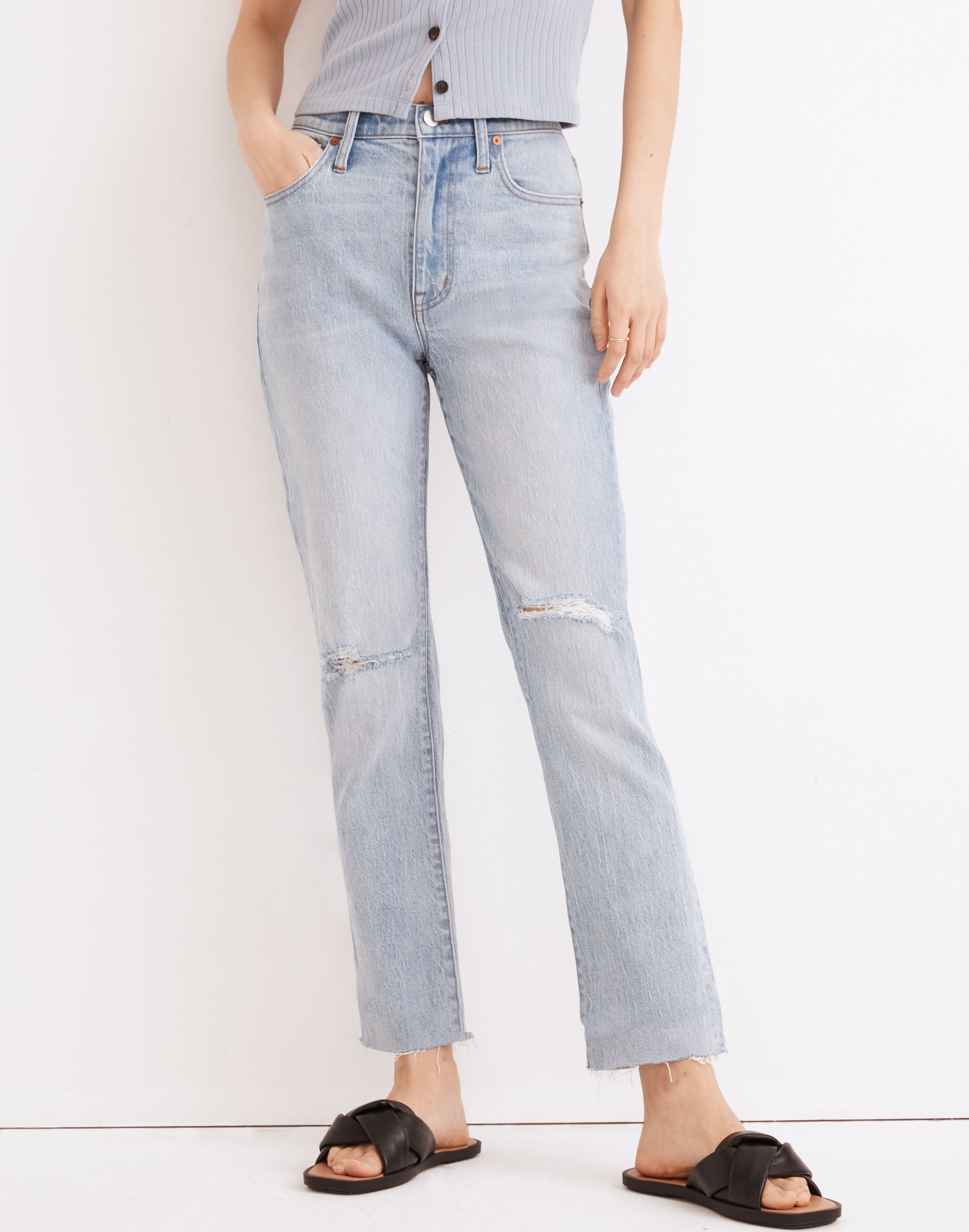 The High-Rise Slim Boyjean in Prentice Wash: Ripped Edition