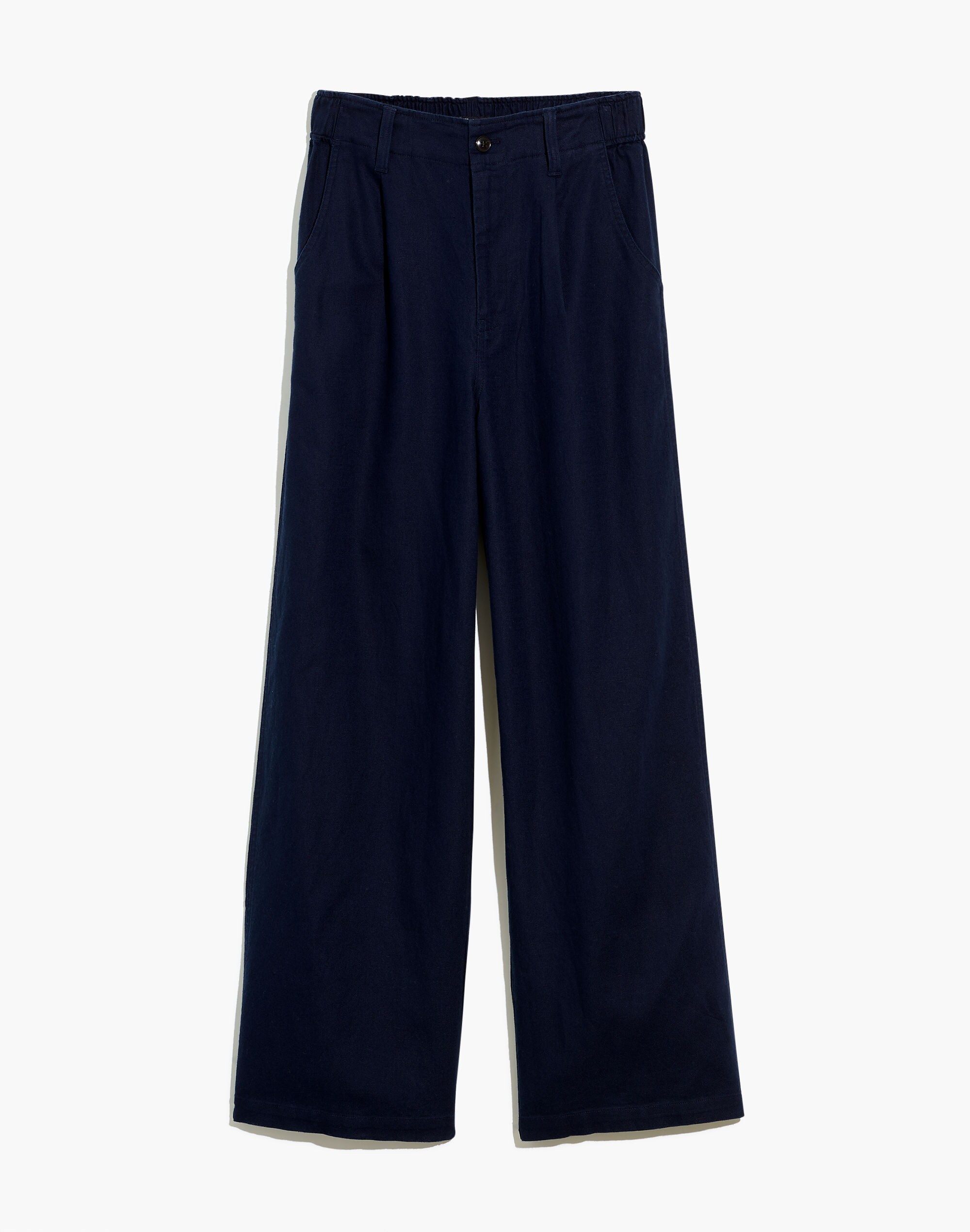 Cotton-Linen Pleated Wide-Leg Pants