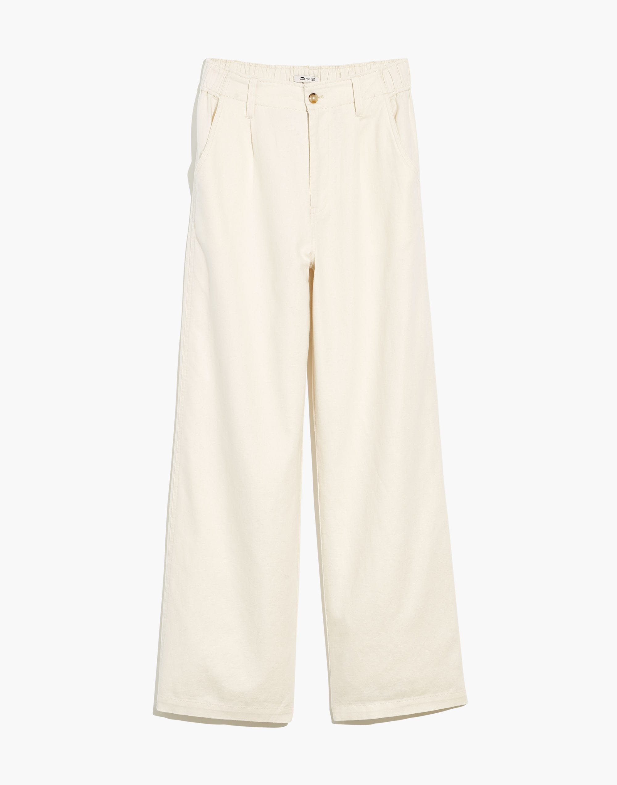 Petite Cotton-Linen Pleated Wide-Leg Pants
