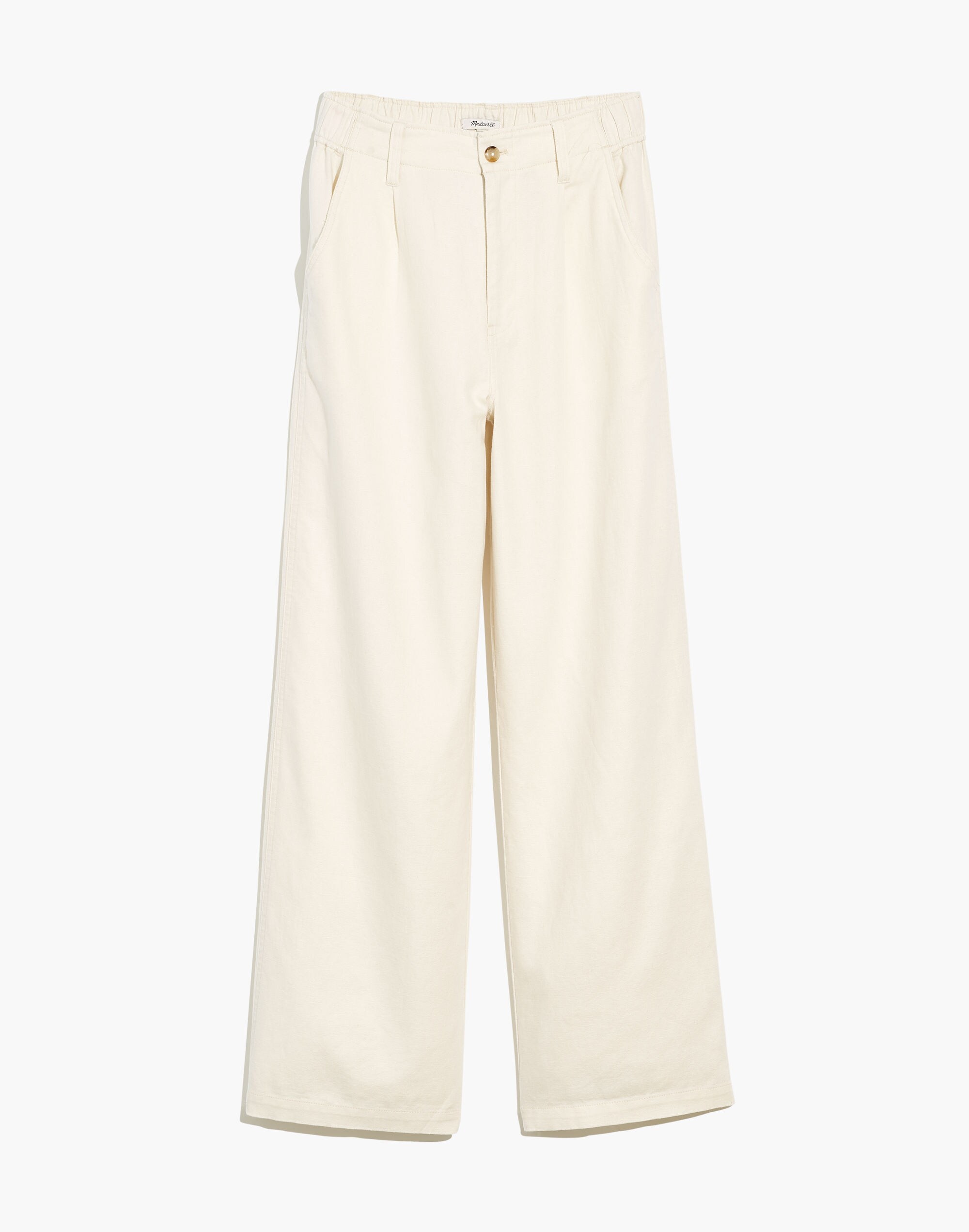 Cotton-Linen Pleated Wide-Leg Pants