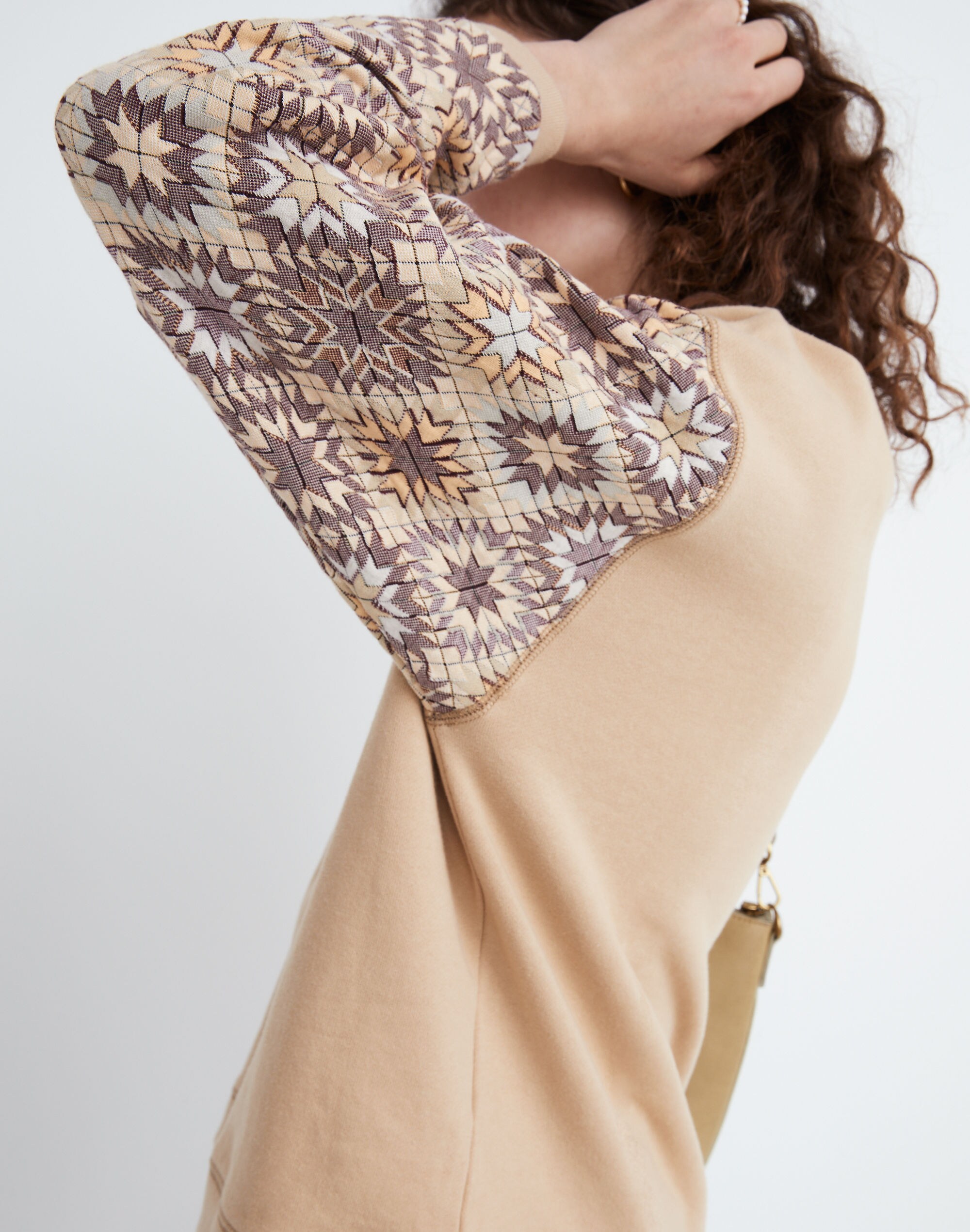 Quilted-Sleeve (Re)sourced Cotton Swing Sweatshirt