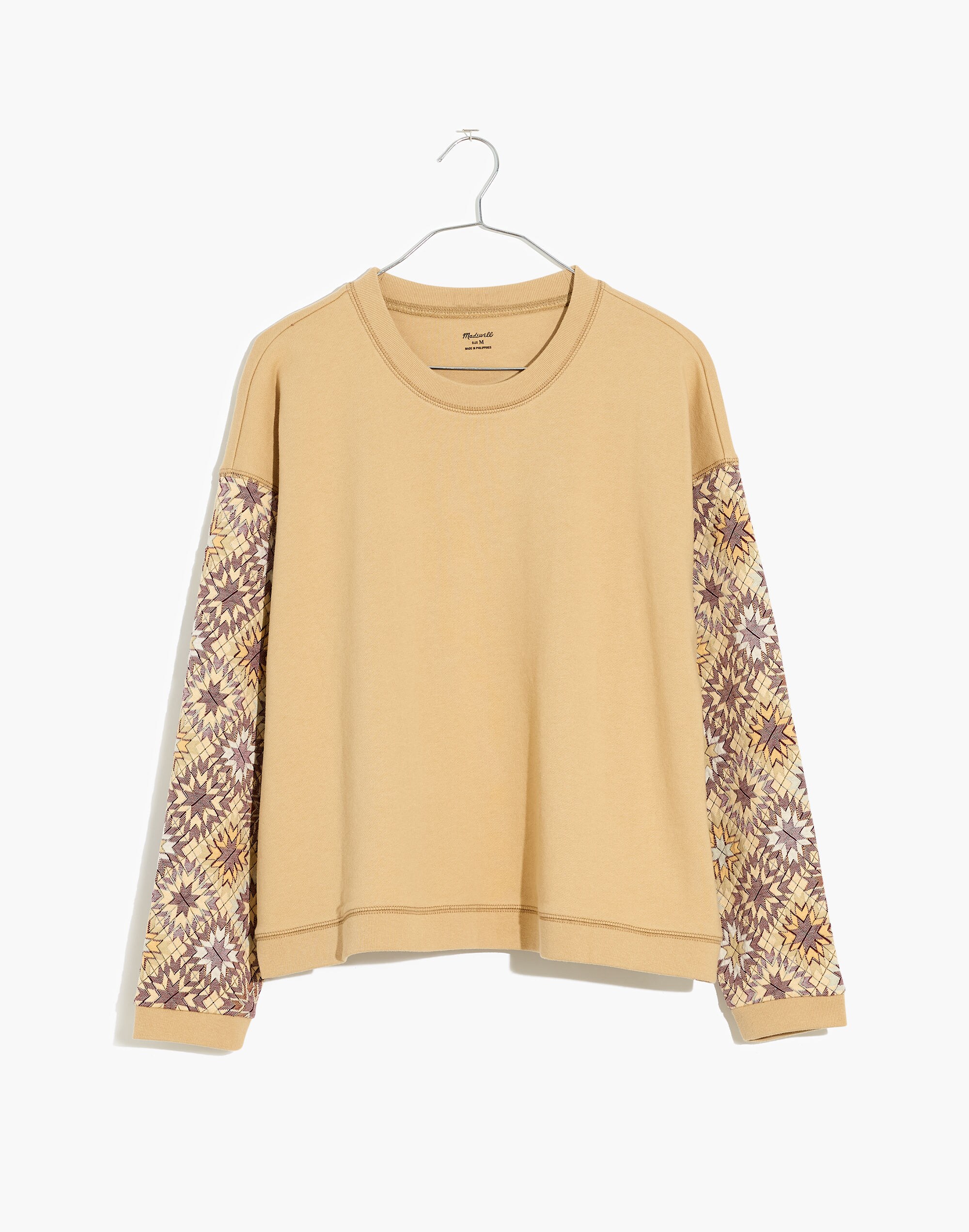 Quilted-Sleeve (Re)sourced Cotton Swing Sweatshirt