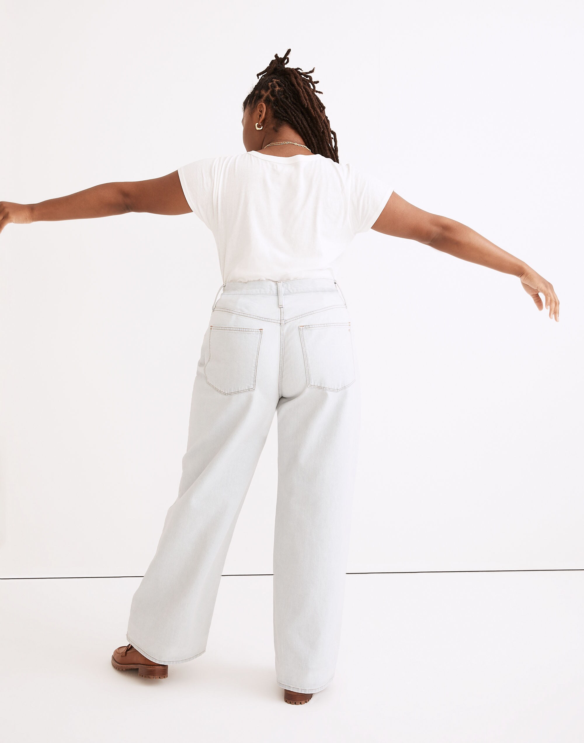 Superwide-Leg Jeans in Olcott Wash: Pleated Edition