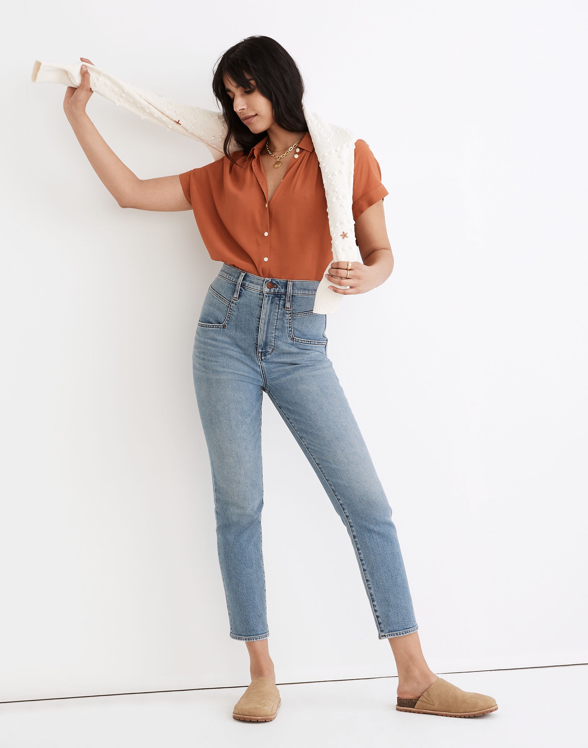 The Momjean in Florian Wash: TENCEL&trade; Denim Yoke-Pocket Edition