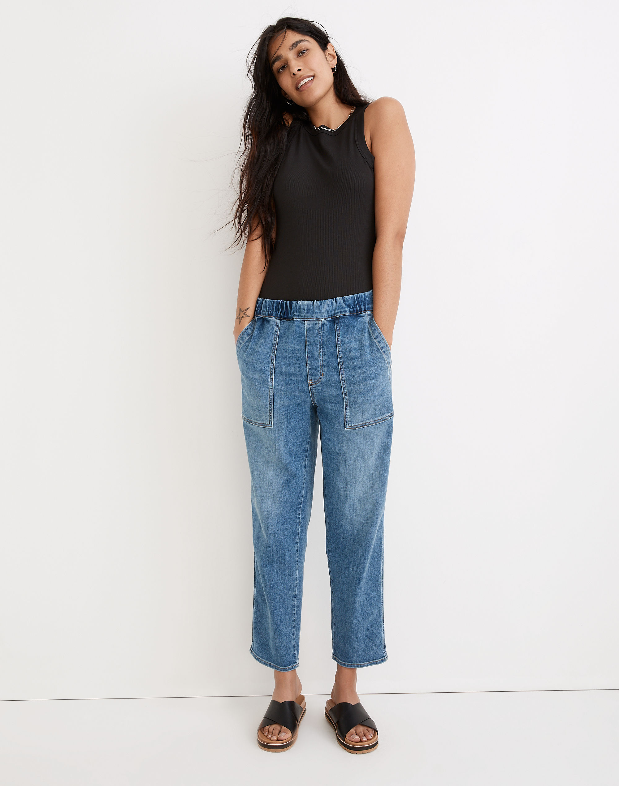 pull-on relaxed jeans in boyer wash
