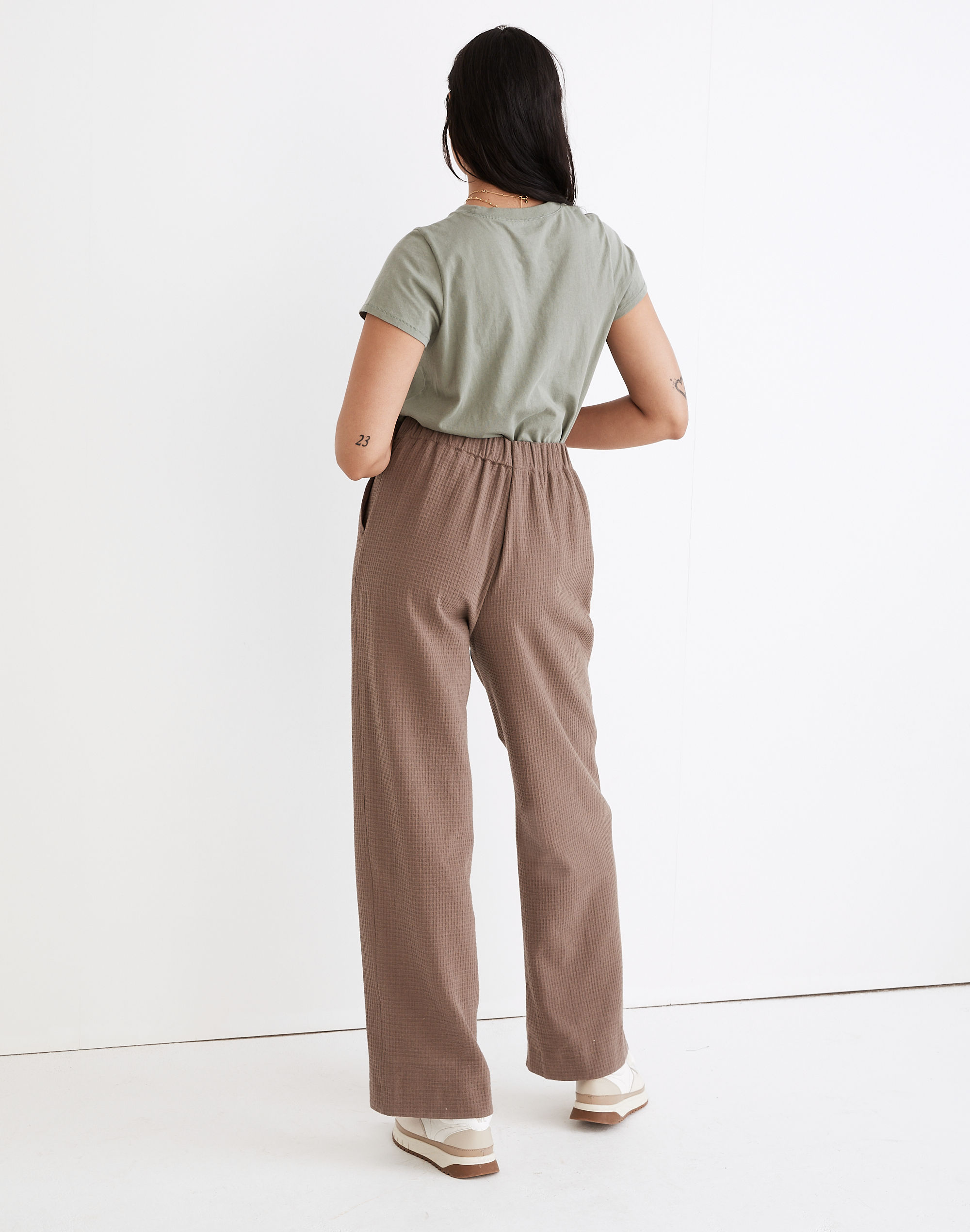 Waffle Pull-On High-Rise Straight Pants