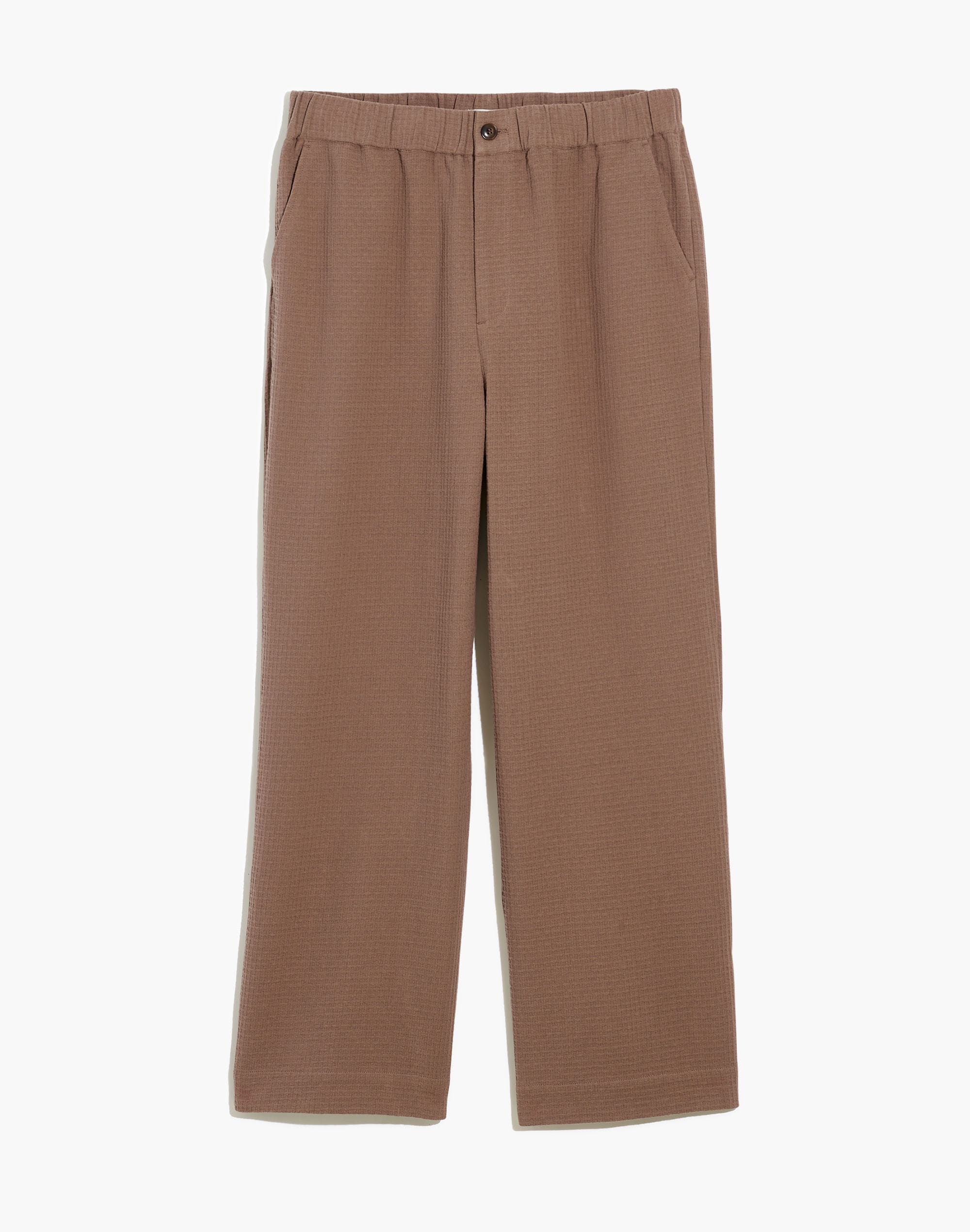 Waffle Pull-On High-Rise Straight Pants