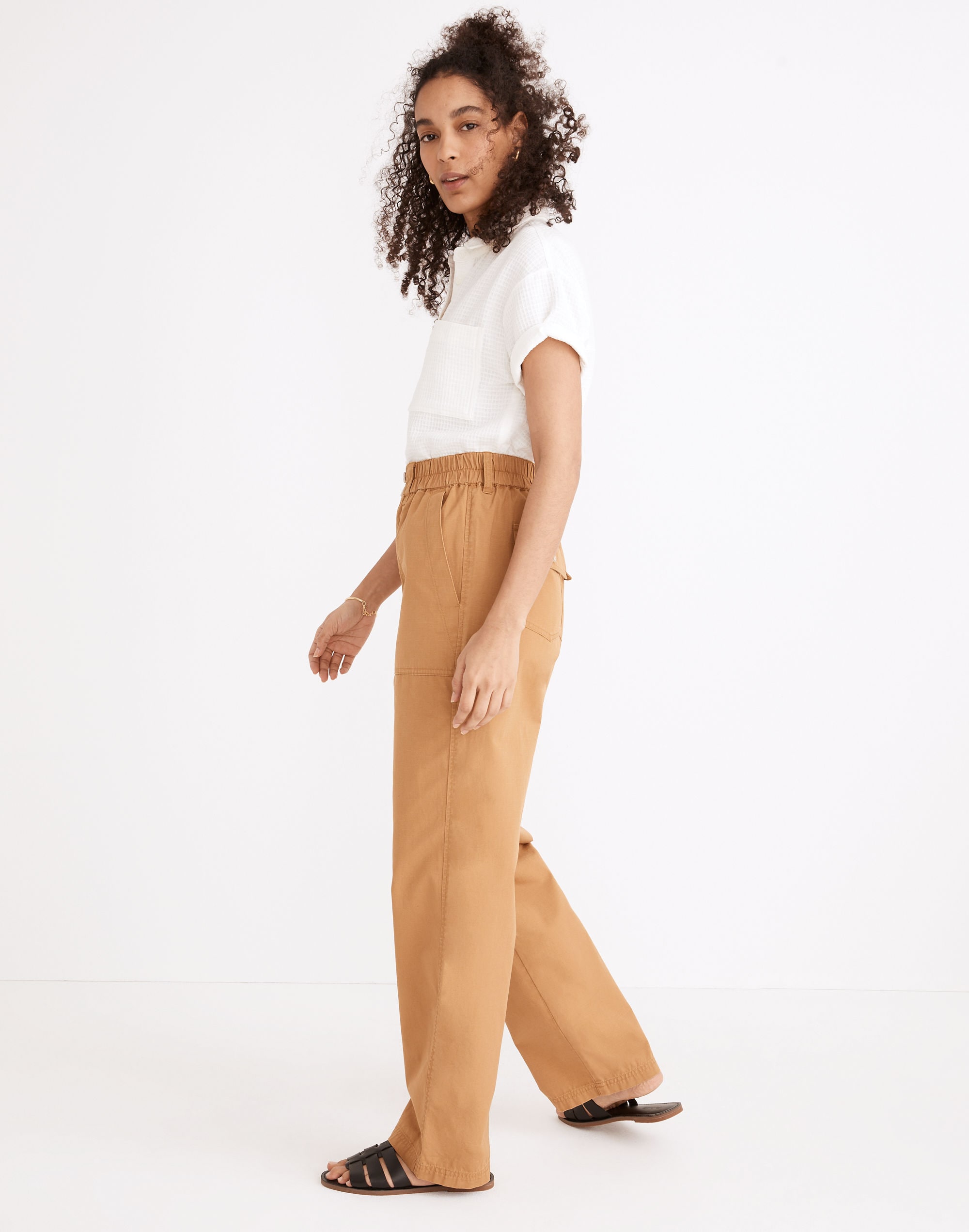 Cotton Ripstop Pull-On Straight Cargo Pants