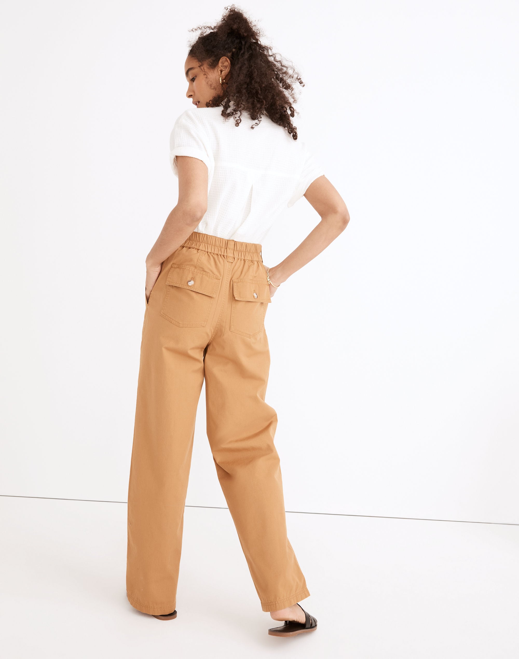 Cotton Ripstop Pull-On Straight Cargo Pants