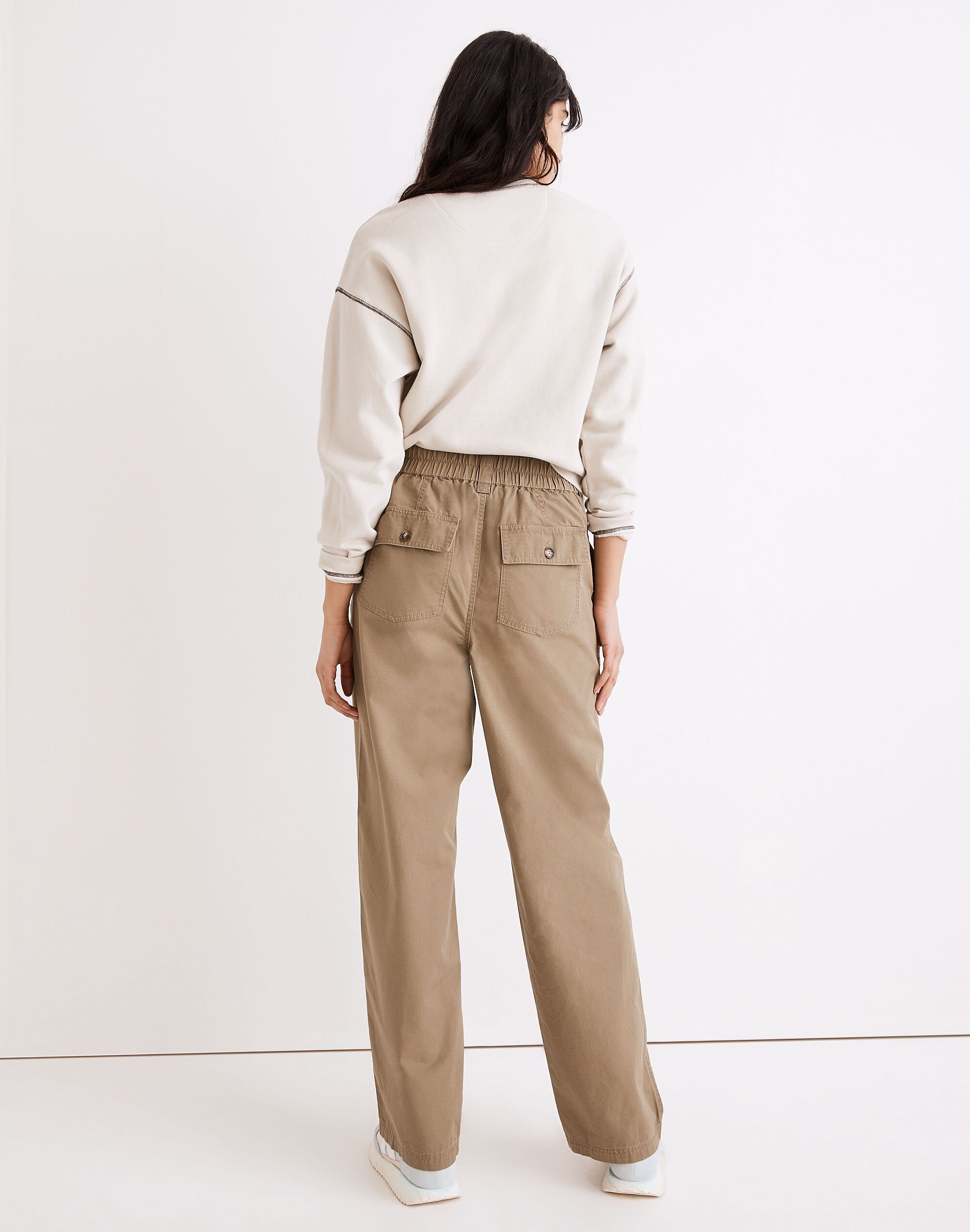 Cotton Ripstop Pull-On Straight Cargo Pants