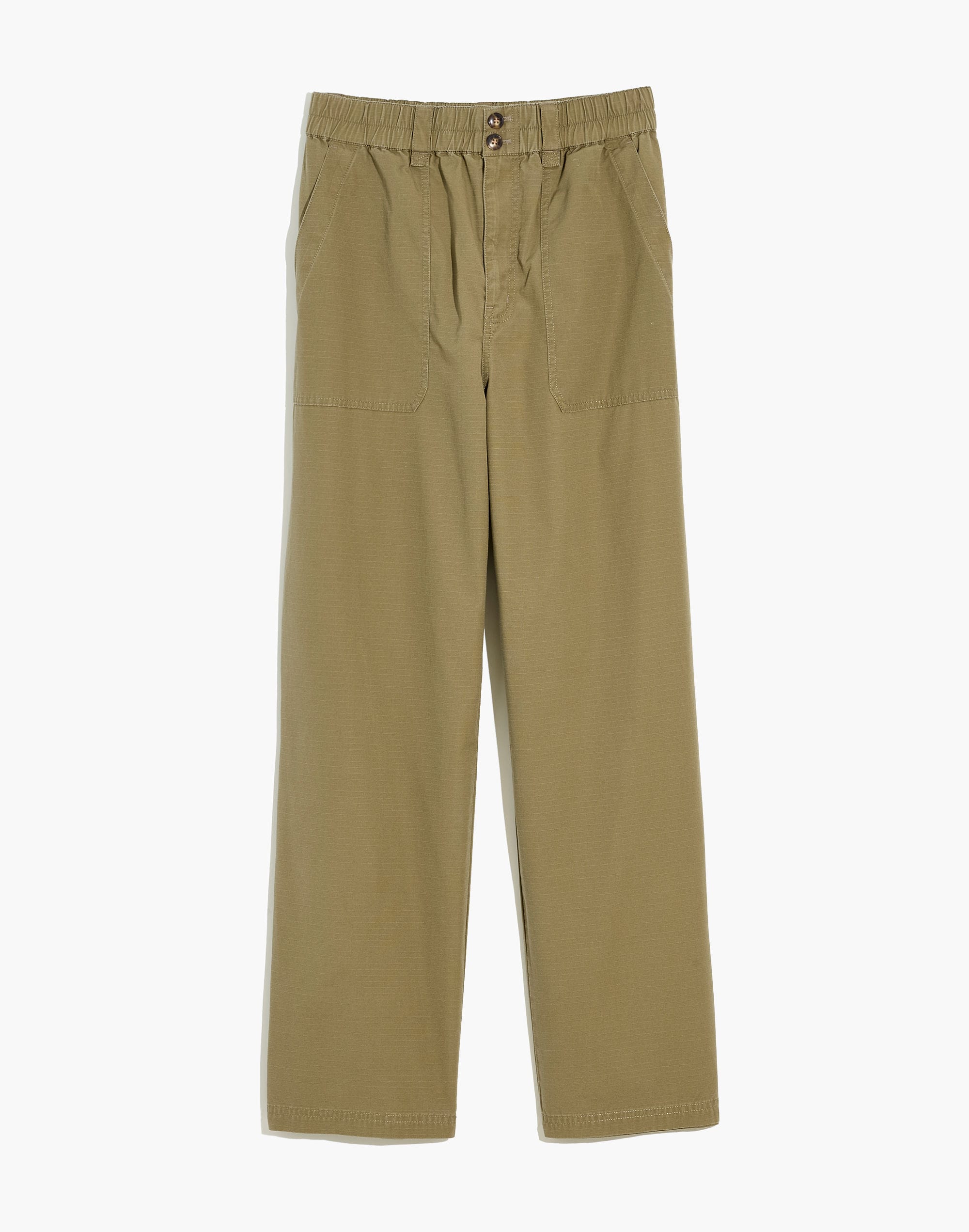 Cotton Ripstop Pull-On Straight Cargo Pants