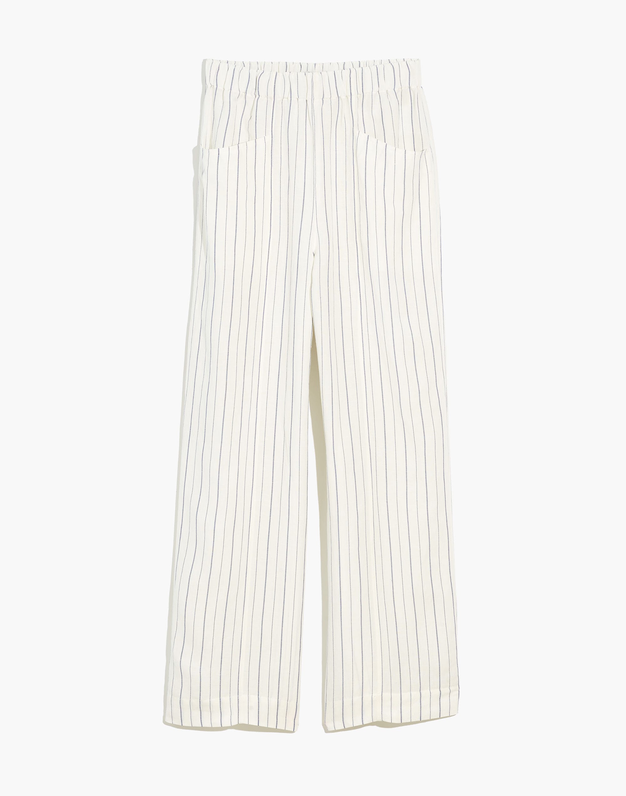 Linen-Blend Pull-On High-Rise Wide-Leg Pants in Stripe
