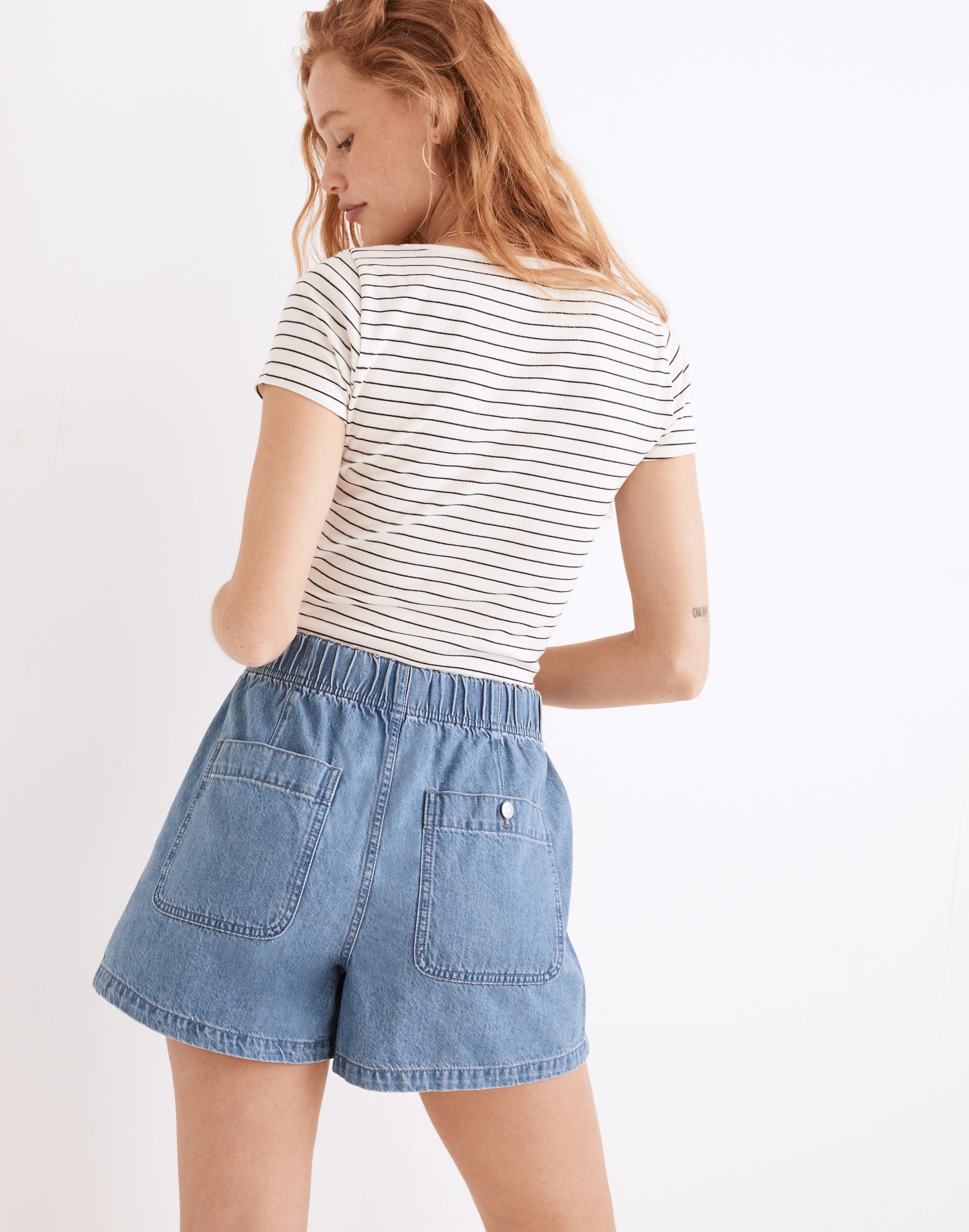 Denim Pull-On Utility Shorts in Grandfield Wash