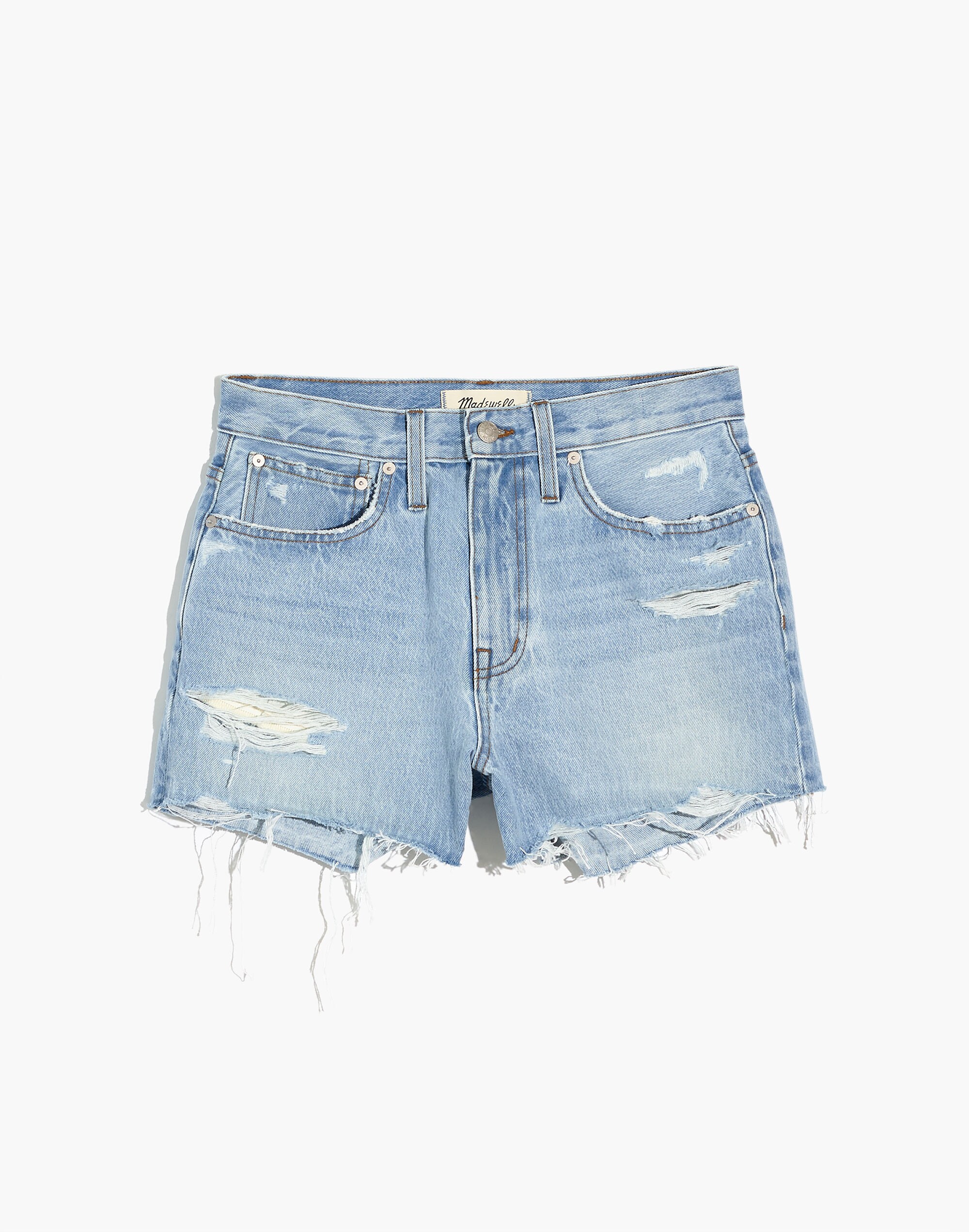 Relaxed Denim Shorts in Lemar Wash: Ripped Edition