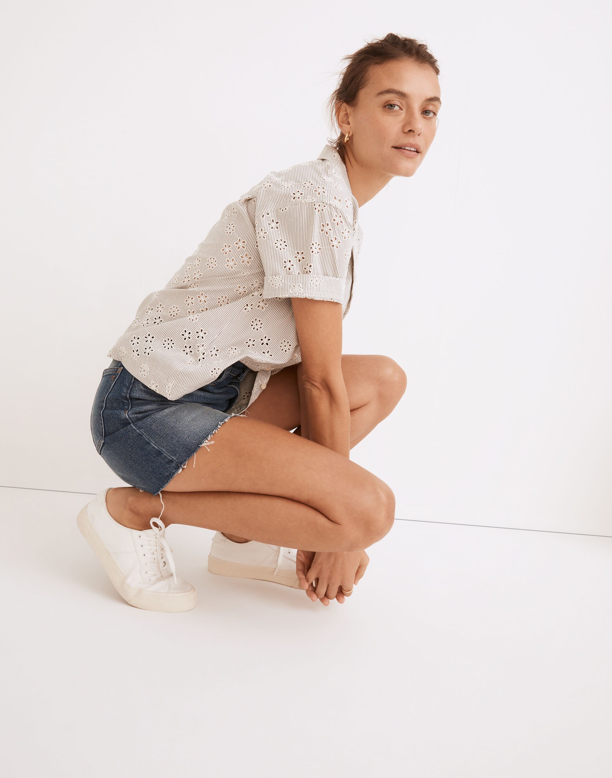 The Perfect Long Jean Short in Lanewood Wash
