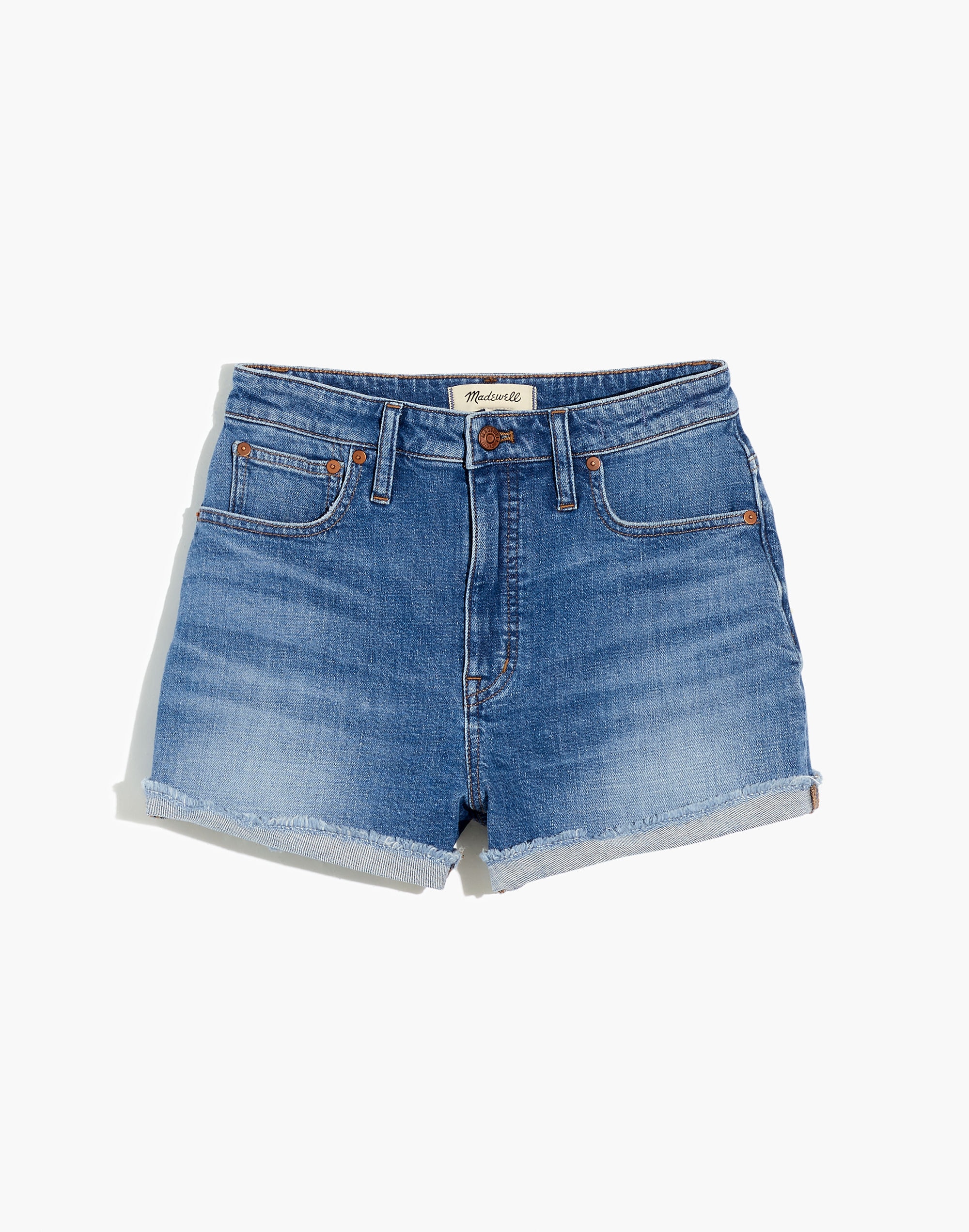 Curvy High-Rise Denim Shorts in Lavista Wash